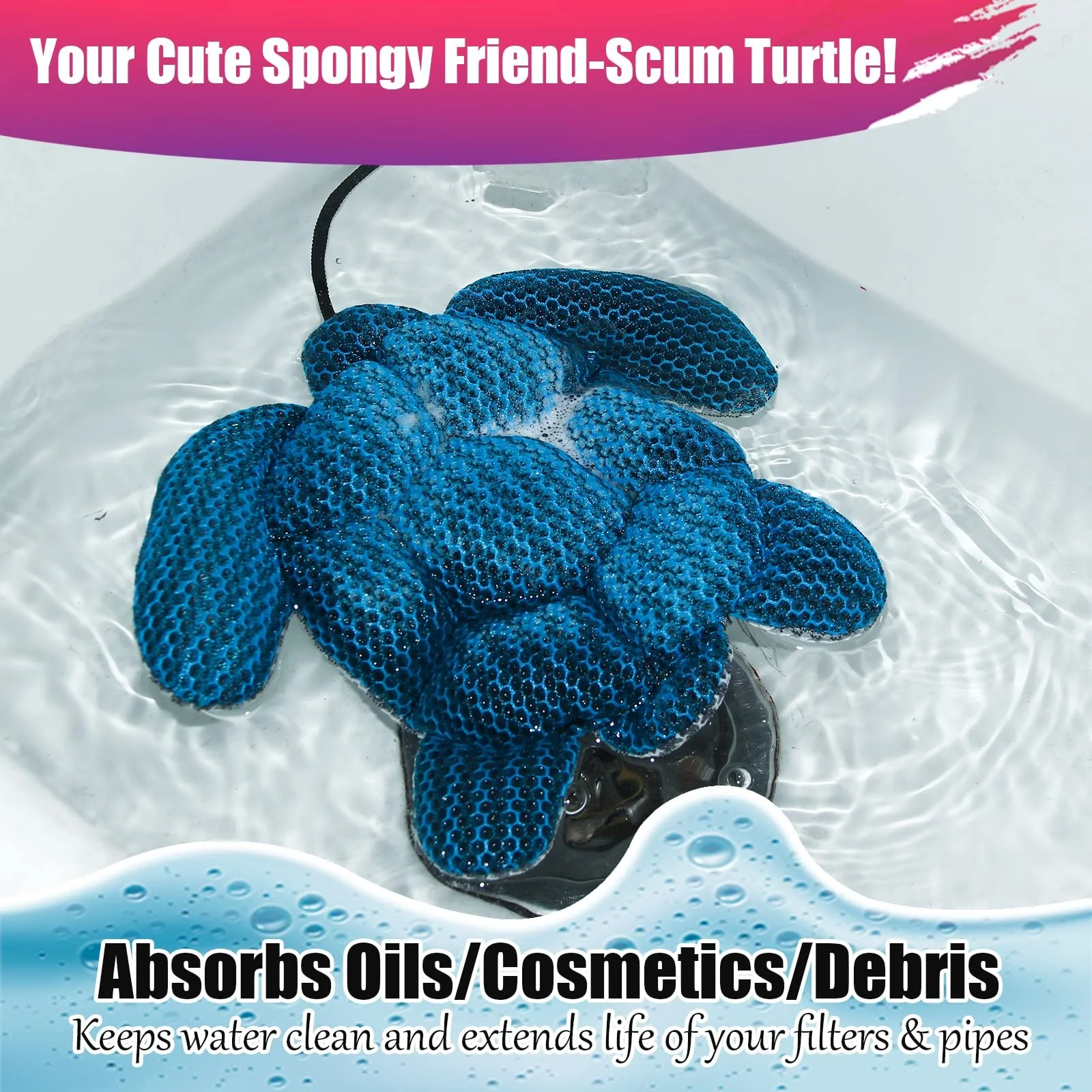 ANSLCA Hot Tub Scum Absorber, 2 Pack Scum Turtle Hot Tub Cleaner Hot Tub Sponges to Soak up Oils- Must Have Hot Tub Accessories for Adults Hot Tub Scum Sponge- Keeps Your Hot Tub Water Clean and Clear - Image 3