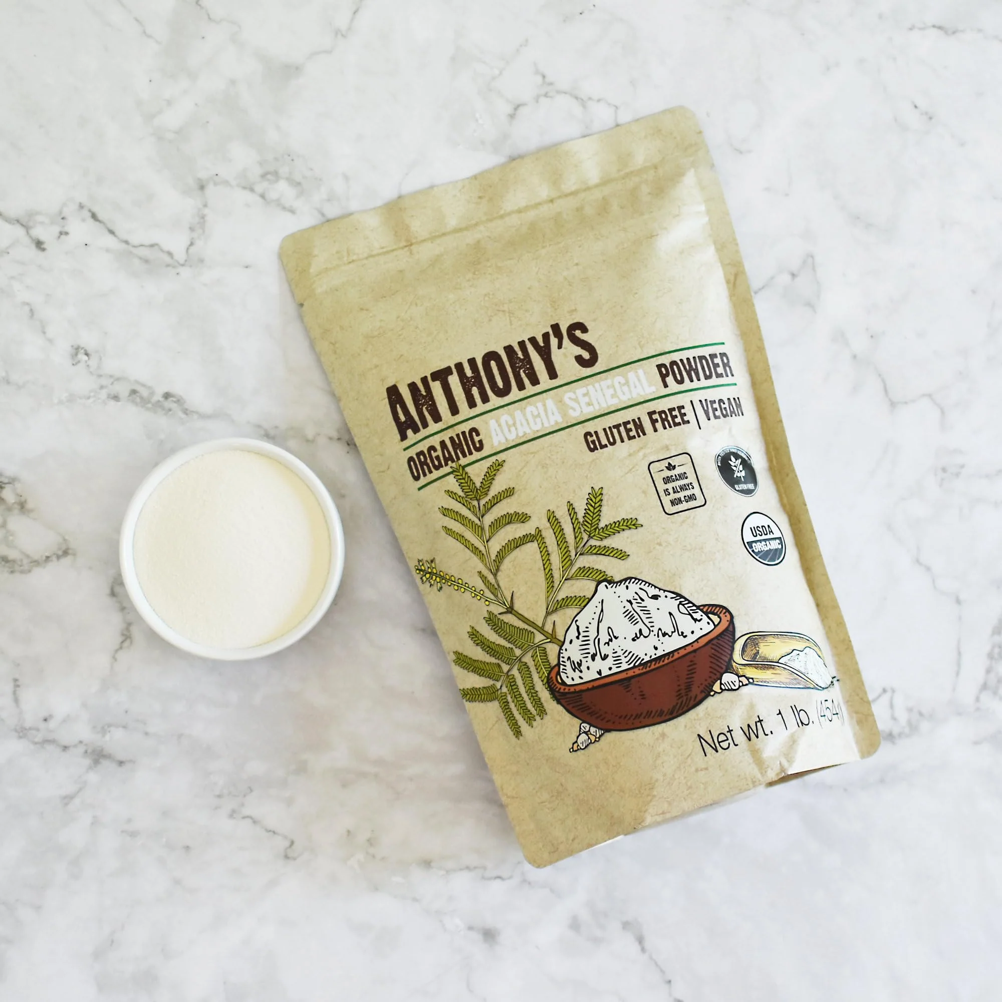 Anthony's Organic Acacia Senegal Powder, 1 lb, Batch Tested Gluten Free, Non GMO, Soluble Fiber, Prebiotic - Image 6