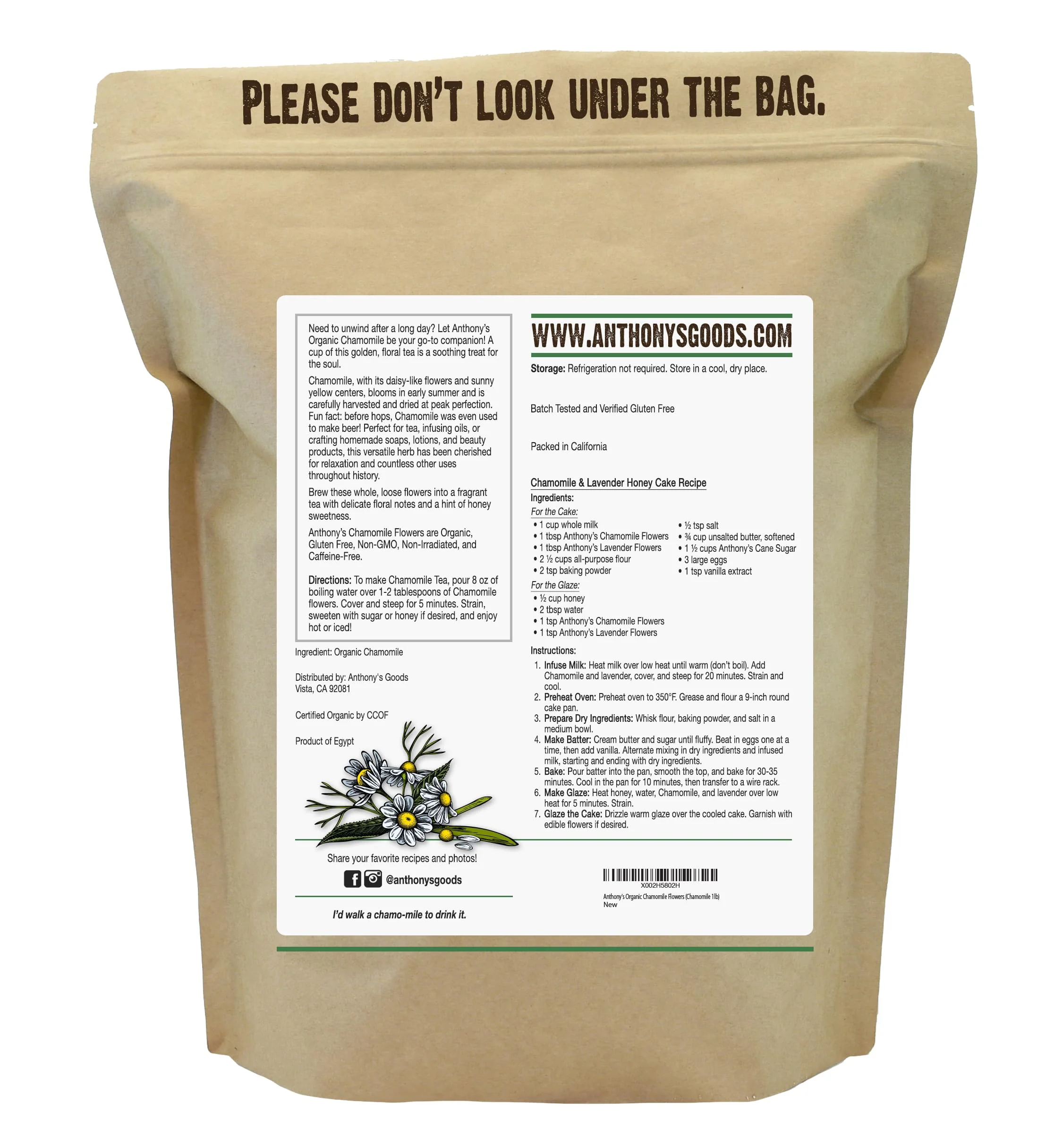 Anthony's Organic Chamomile Flowers, 1 lb, Whole, Loose Leaf, Gluten Free, Non GMO, Non Irradiated - Image 3