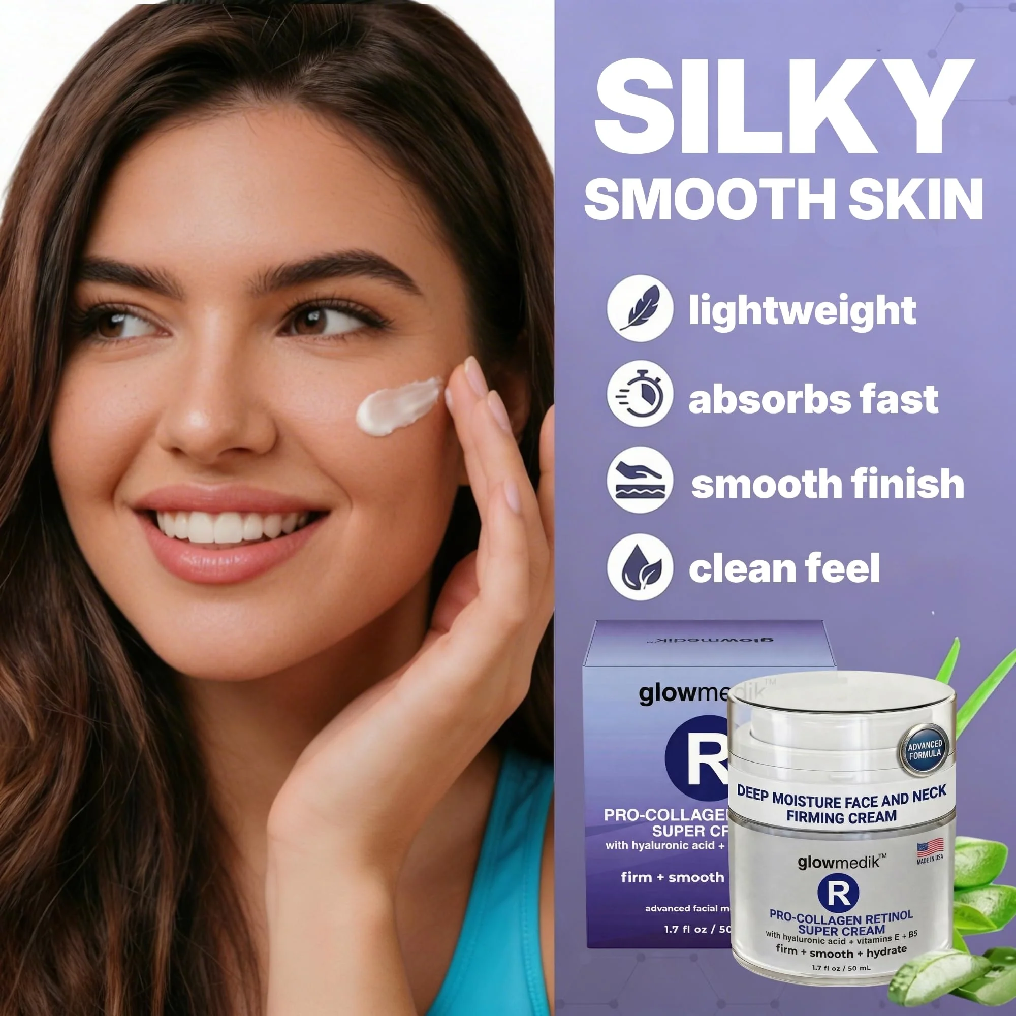 Anti-Aging Face Cream with Retinol & Hyaluronic Acid – Made in USA – Pro-Collagen Night Cream for Women & Men – Firming Face & Neck Moisturizer for Fine Lines, Wrinkles & Aging Skin – 1.7 fl oz - Image 7