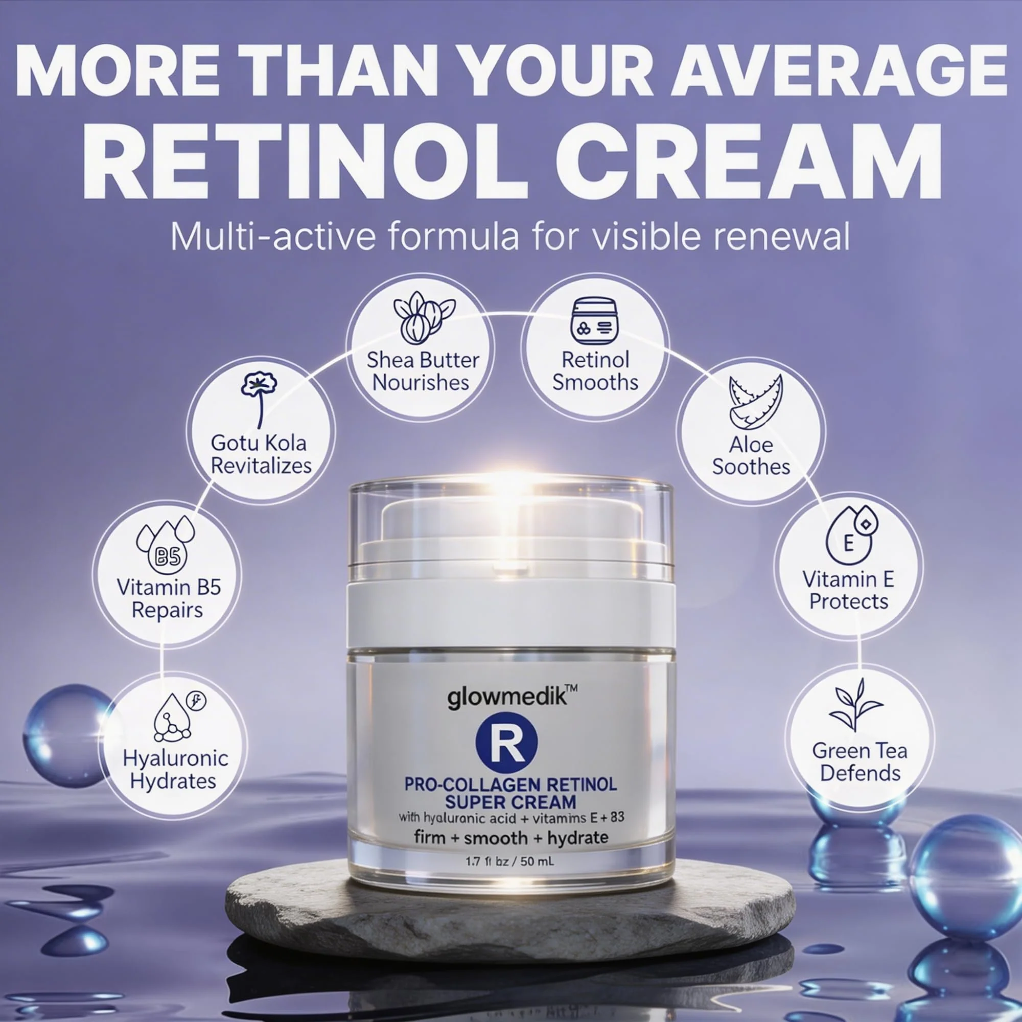 Anti-Aging Face Cream with Retinol & Hyaluronic Acid – Made in USA – Pro-Collagen Night Cream for Women & Men – Firming Face & Neck Moisturizer for Fine Lines, Wrinkles & Aging Skin – 1.7 fl oz - Image 9