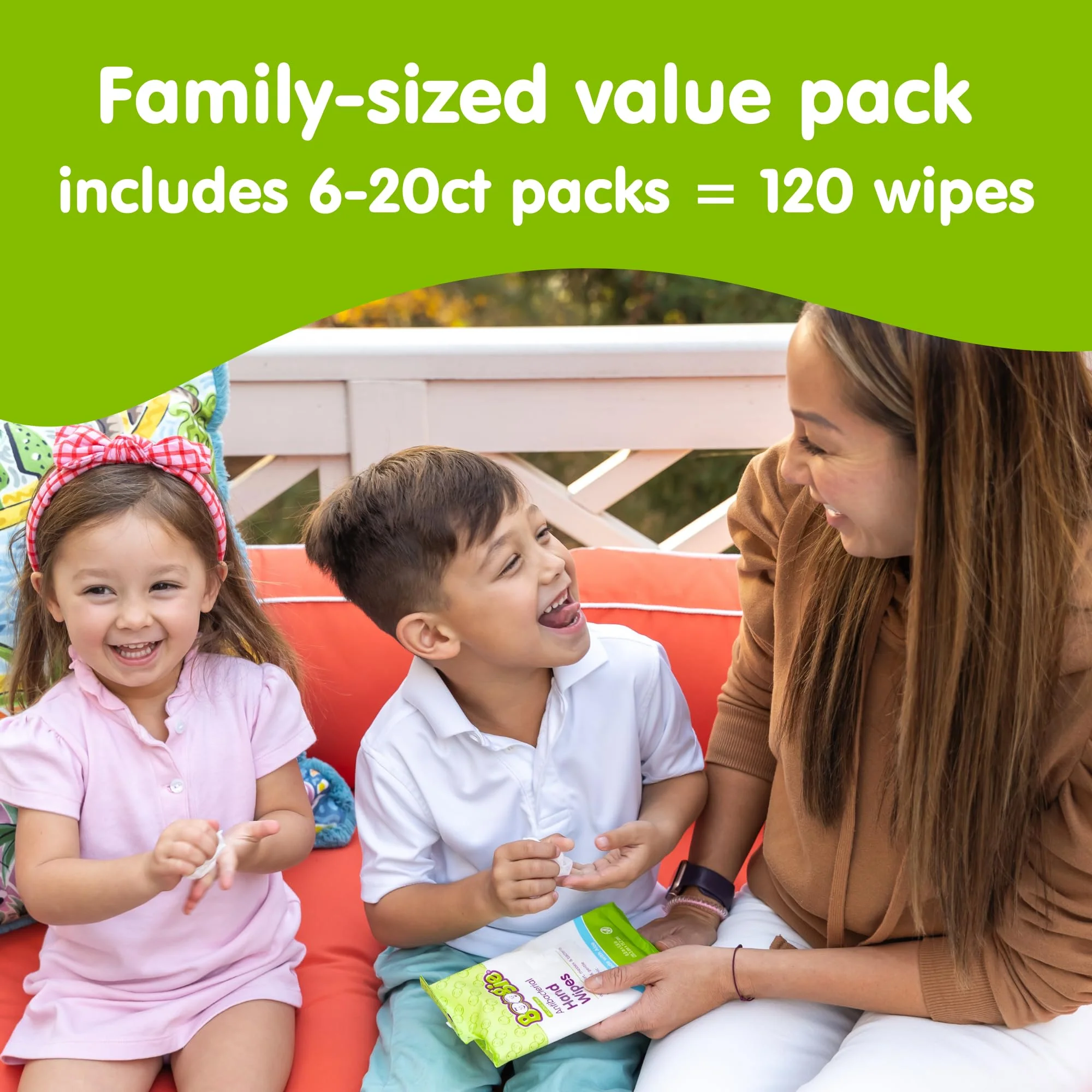 Antibacterial Hand Wipes by Boogie, Alcohol Free, Hypoallergenic and Moisturizing Aloe, Hand Wipes for Kids and Adults, 6 Packs of 20 (120 total wipes) - Image 4