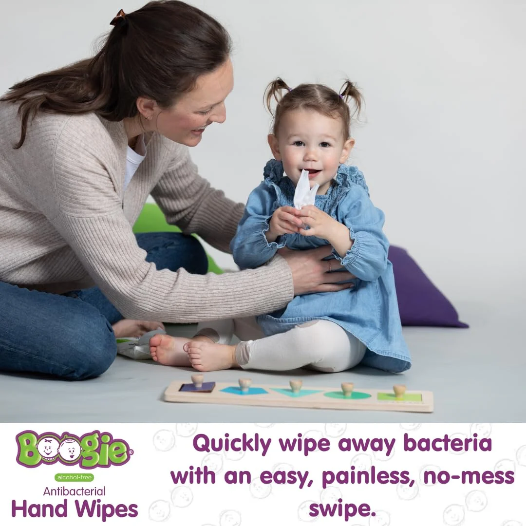 Antibacterial Hand Wipes by Boogie, Alcohol Free, Hypoallergenic and Moisturizing Aloe, Hand Wipes for Kids and Adults, 6 Packs of 20 (120 total wipes) - Image 4