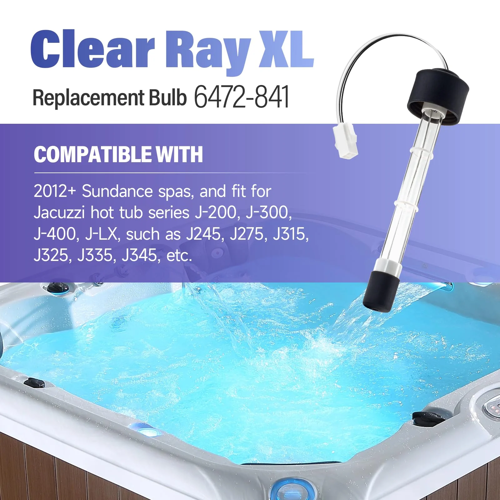 ANTOBLE Clear Ray XL Replacement Bulb, 6472-841 Spa UV Bulb for Jacuzzi Hot Tub J-200, J-300, J-400, J-LX Series and Sundance Hot Tub Spas (2 Pack) - Image 6