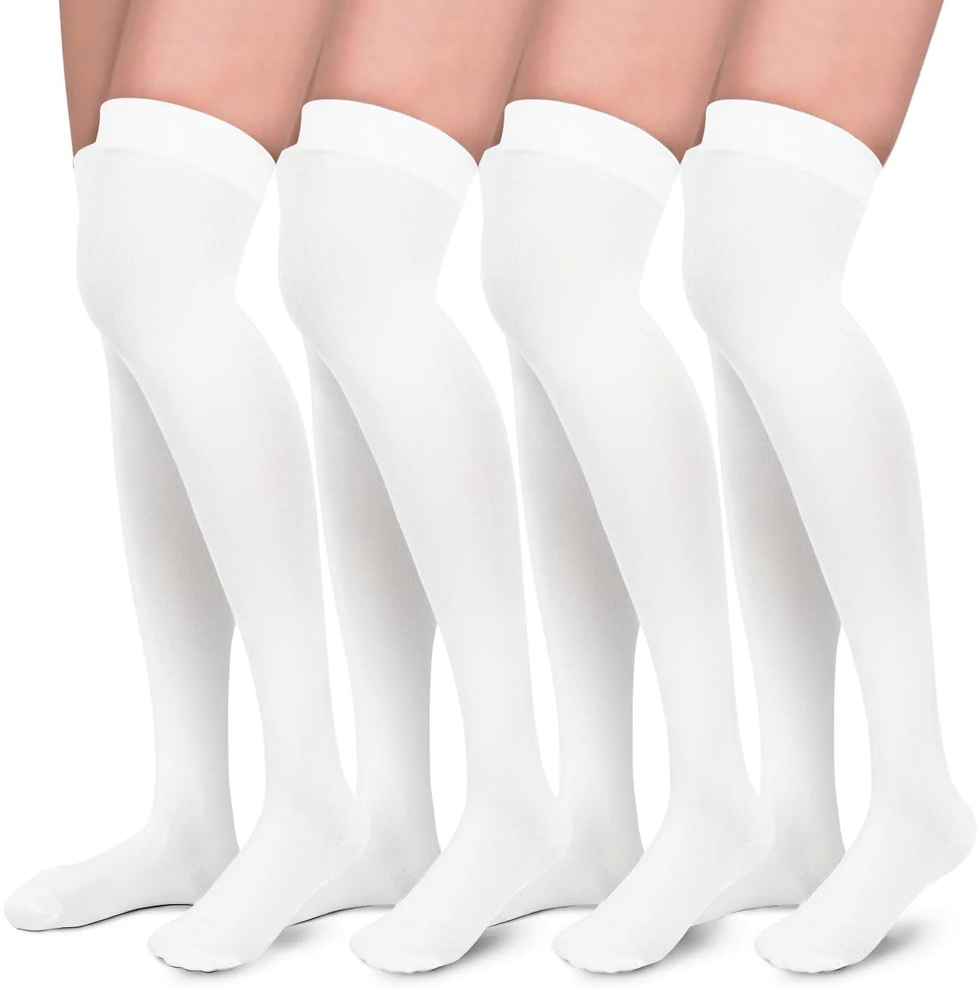Aoliks Compression Socks for Women & Men, White Thigh High Support Socks for Nurses Fyling Pregnancy