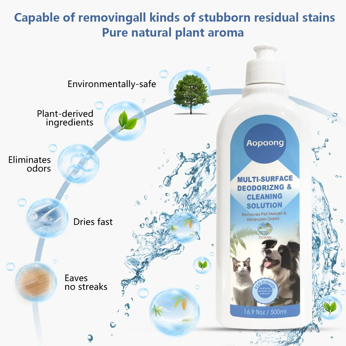Aopaong Multi-Surface Floor Cleaning Solution Ocean Scent, Household Floor Cleaner Care for All Robot Vacuums with Mopping and Cordless Wet/Dry Vacuums (16.9Fl Oz/500ML) 2bottle - Image 4