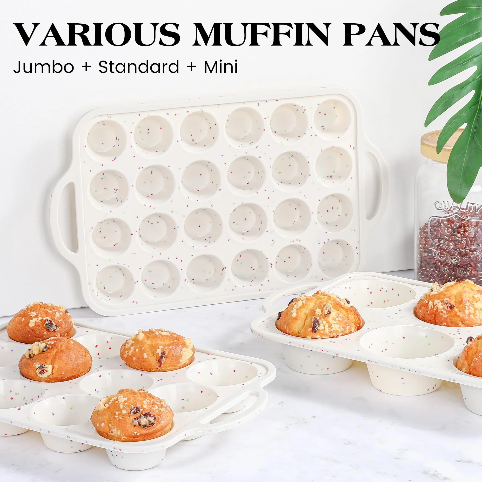 AOTASO 2 Pcs Jumbo Muffin Pan with Metal Frame, Nonstick 6 Cup Extra Large Cupcake Pan for Baking, Silicone Deep Muffin Tray for Egg Bites (Cream) - Image 4