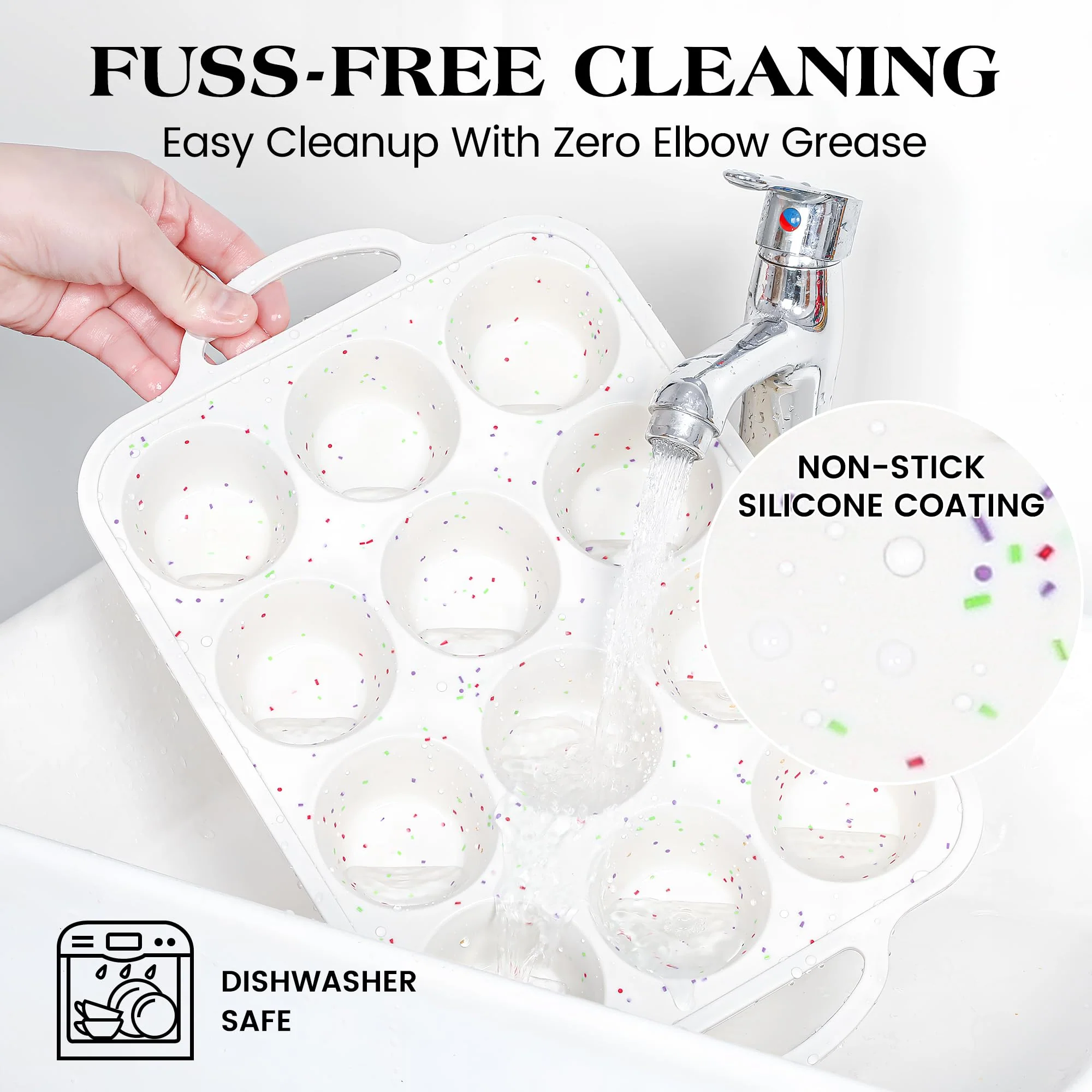 AOTASO 2 Pcs Silicone Muffin Pan for Baking with Metal Frame, Nonstick 12 Cup Regular Size Cupcake Pan, Silicone Muffin Tray for Egg Bites (Cream) - Image 2