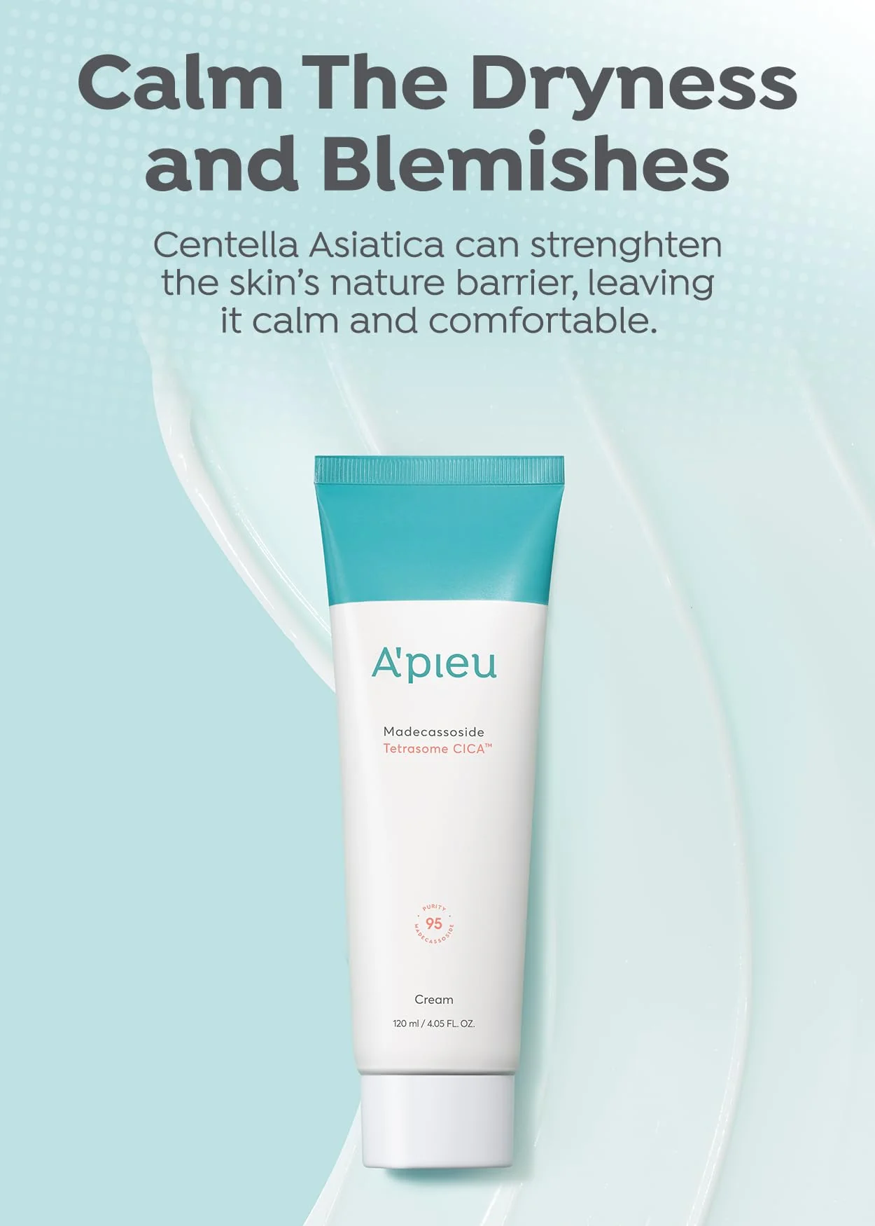 A'PIEU Madecassoside Tetrasome Cica Cream 4.06 fl oz | Calming, Hydrating Moisturizer for Redness, Sensitive Skin & Skin Barrier Support | Centella Asiatica + Madecassoside | Korean Skincare. - Image 4