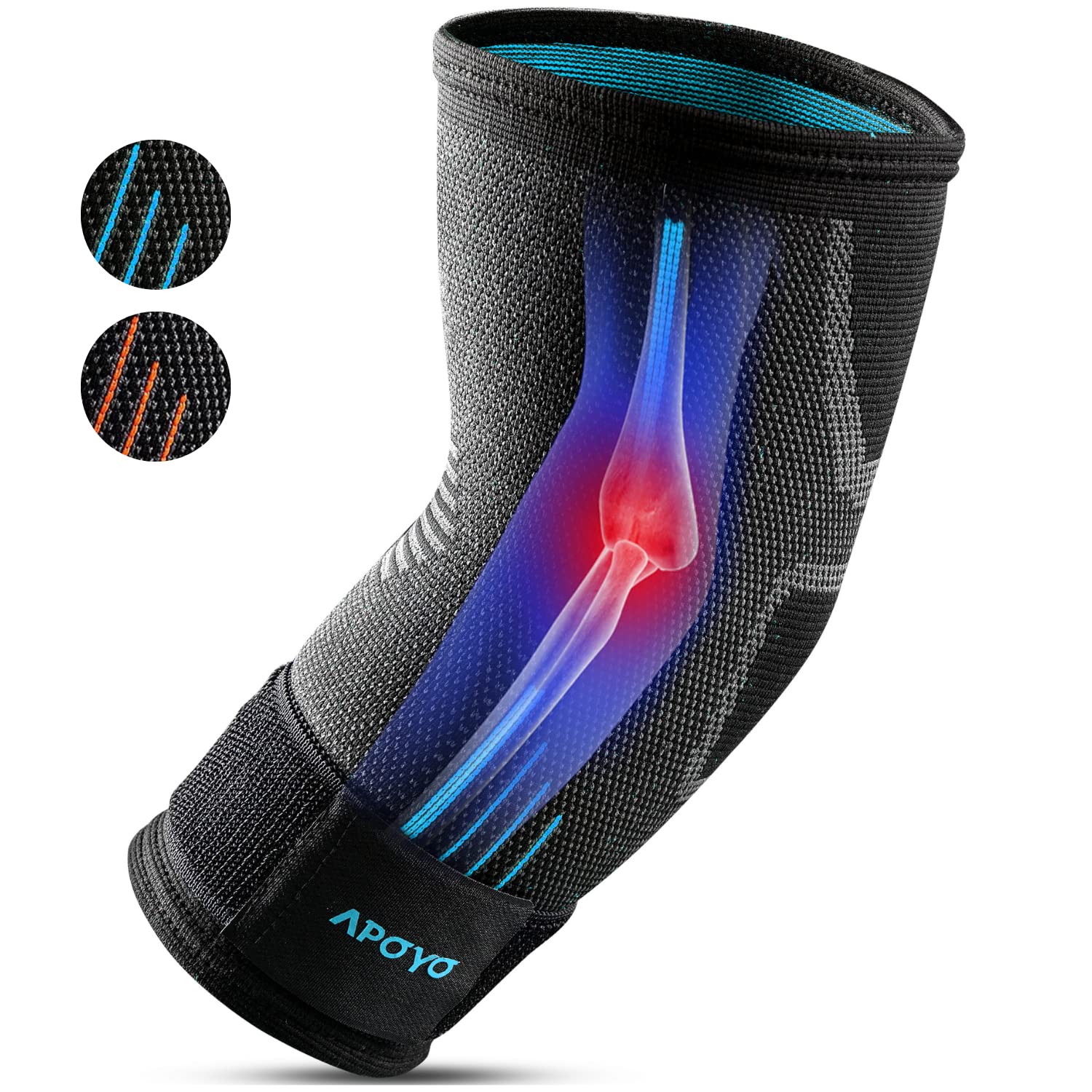 APOYO Elbow Brace for Tendonitis and Tennis Elbow, Elbow Compression Sleeve, Elbow Brace for Women and Men w/ Adjustable Strap for Tennis Elbow Relief, Weightlifting, Arthritis, Workouts, Reduce Joint Pain During Fitness Activity (Purple, Large)