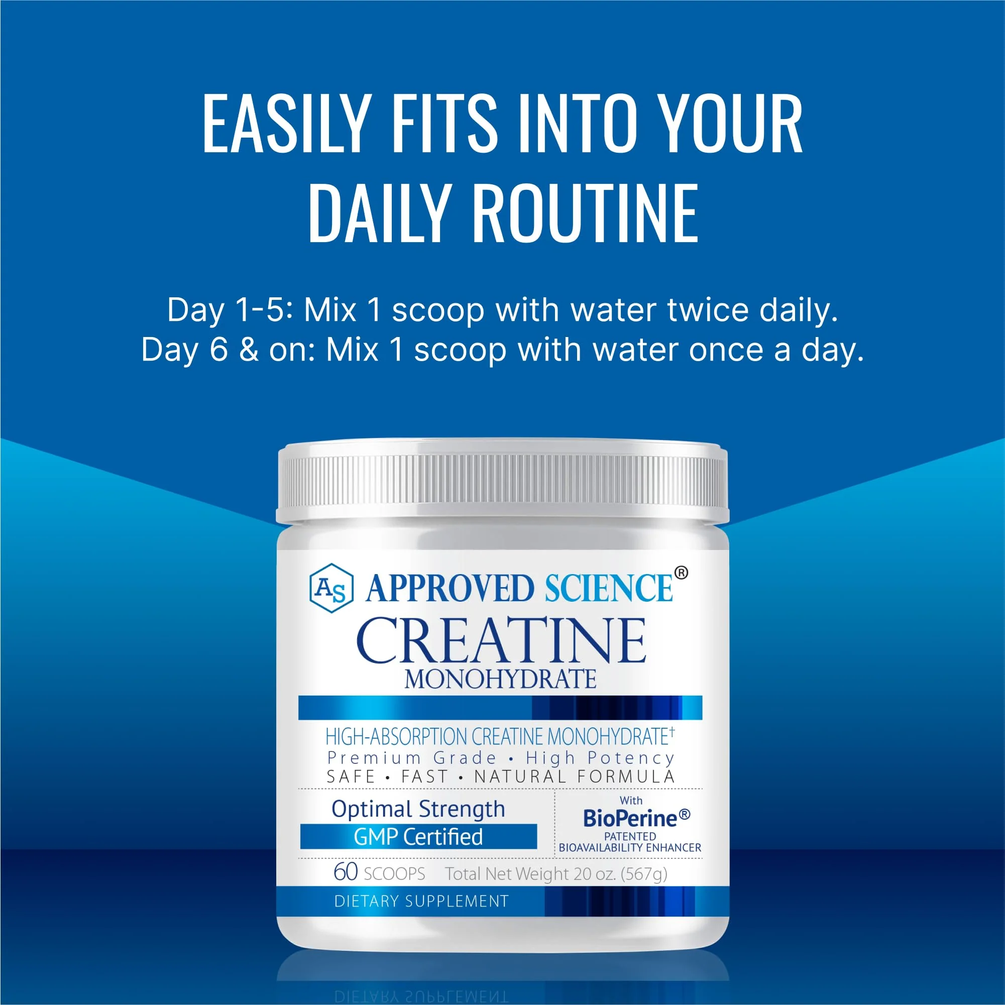 Approved Science Creatine Monohydrate Powder – with BioPerine – Supports Strength, Lean Muscle & Recovery – 5 g Per Serving – Unflavored Creatine Powder – Non-GMO, Vegan – 120 Servings (Pack of 2) - Image 2