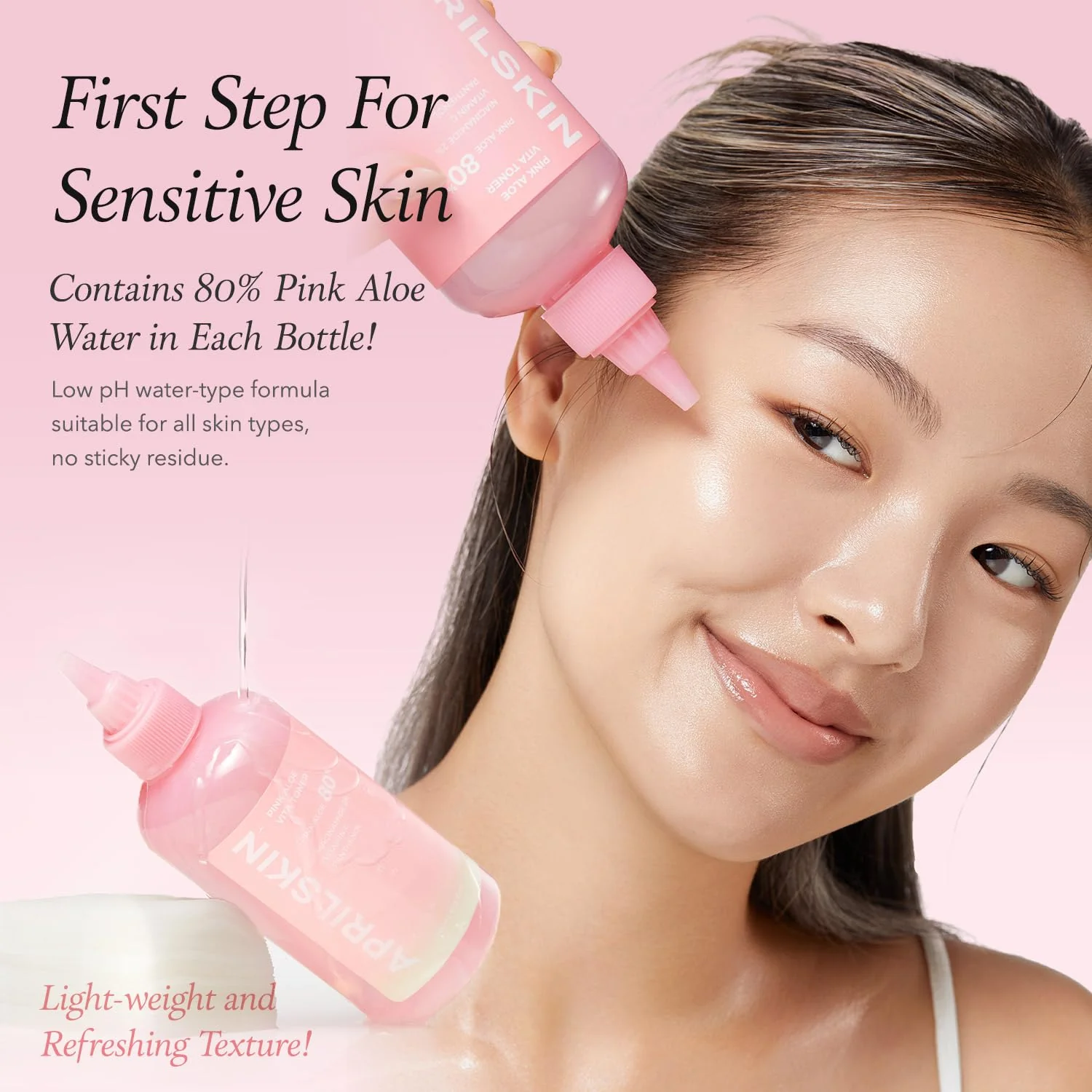 APRILSKIN Pink Aloe Vita Toner | Calms and Soothes Redness, Smoothens, and Controls Excess Sebum | 80% Pink Aloe Vera Water | Hydrating, Non-Sticky | Clean & Vegan Korean Skin Care (8.45 fl.oz) - Image 4