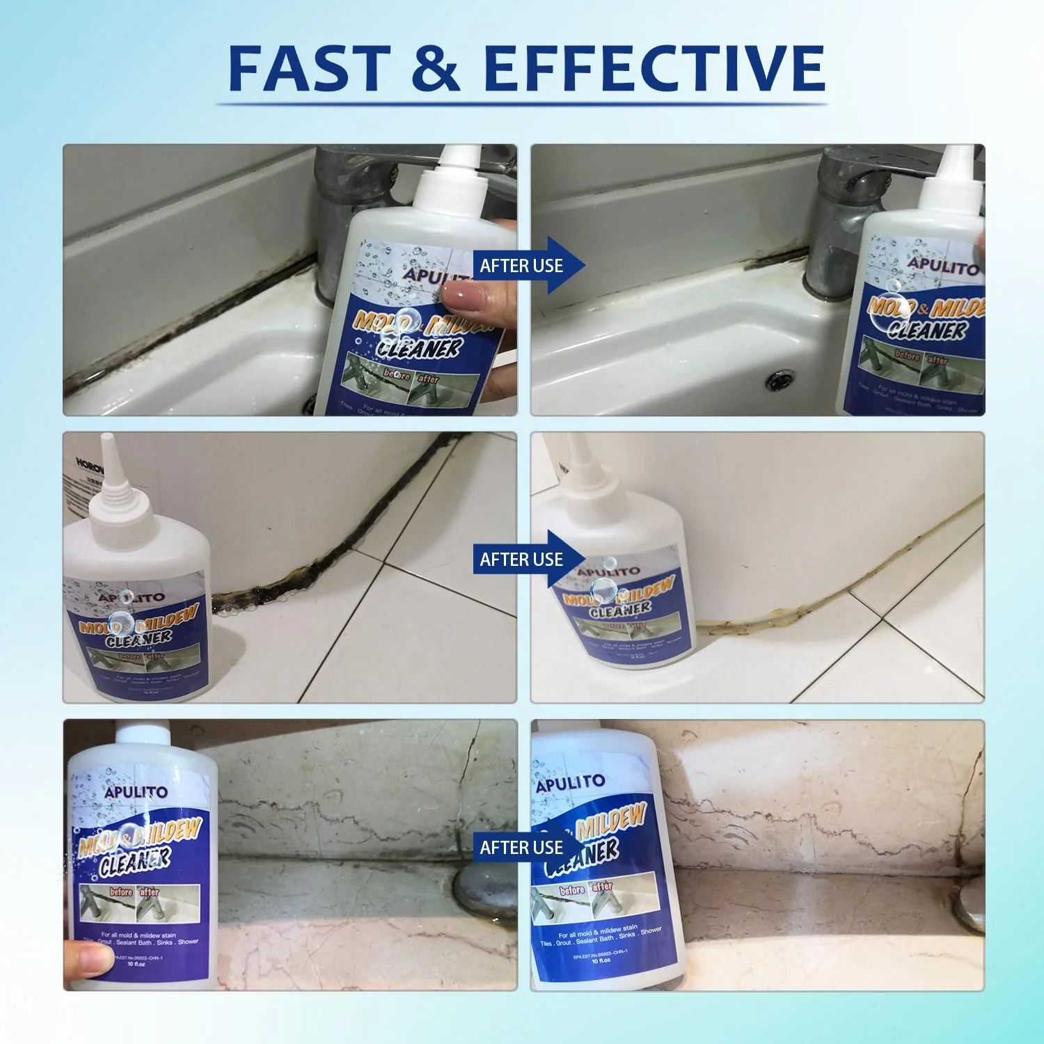 APULITO Household cleaner Gel for Bathroom Shower Kitchen Tile Sink Countertop 10 Fl Oz (Pack of 2) - Image 5