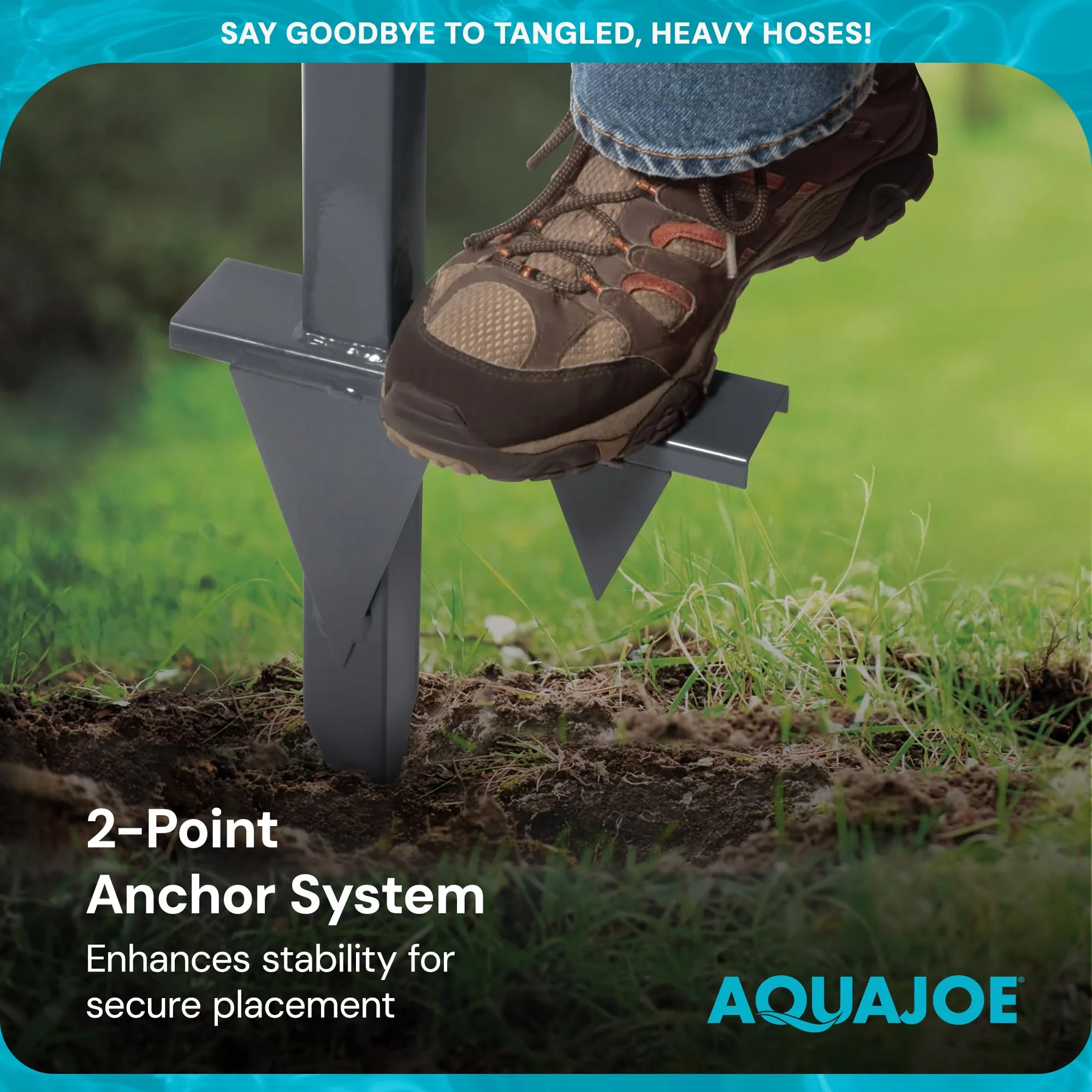 Aqua Joe Steel Garden Hose Stand with Brass Faucet and Quick-Install Anchor Base - Heavy-Duty Freestanding Holder for Outdoor Lawn, Yard & Garden Hose Storage, SJ-SHSBB-GRY - Image 8