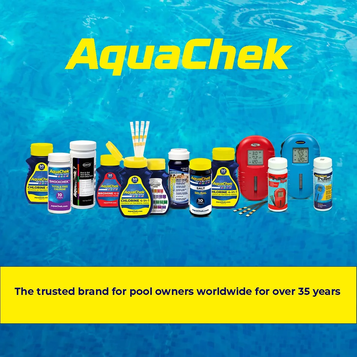 AquaChek Yellow 4-Way Test Strips for Pool & Spa – 50 Count – Lab Verified Accuracy for pH, Chlorine, Alkalinity & Cyanuric Acid – Fast Results – Made in USA - (2-Pack) - Image 2