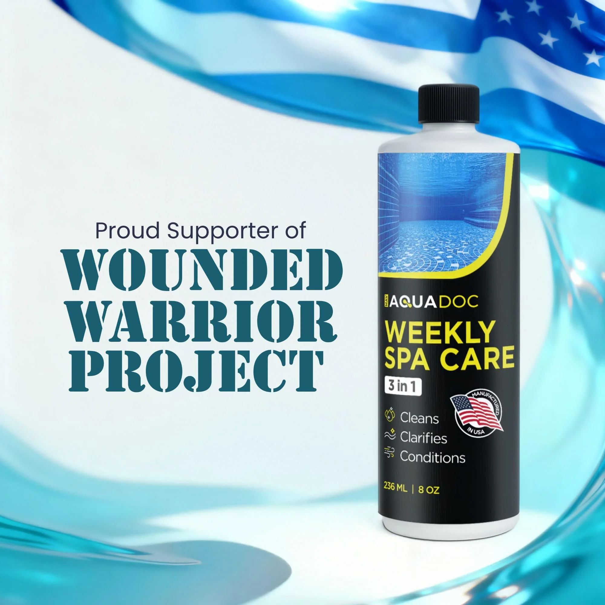 AquaDoc 3 in 1 Hot Tub Weekly Care - Concentrated Spa Water Conditioning Treatment to Help Reduce Residue, Improve Water Appearance, Enhance Comfort - Hot Tub Chemicals Made in USA - 8 oz - Image 2