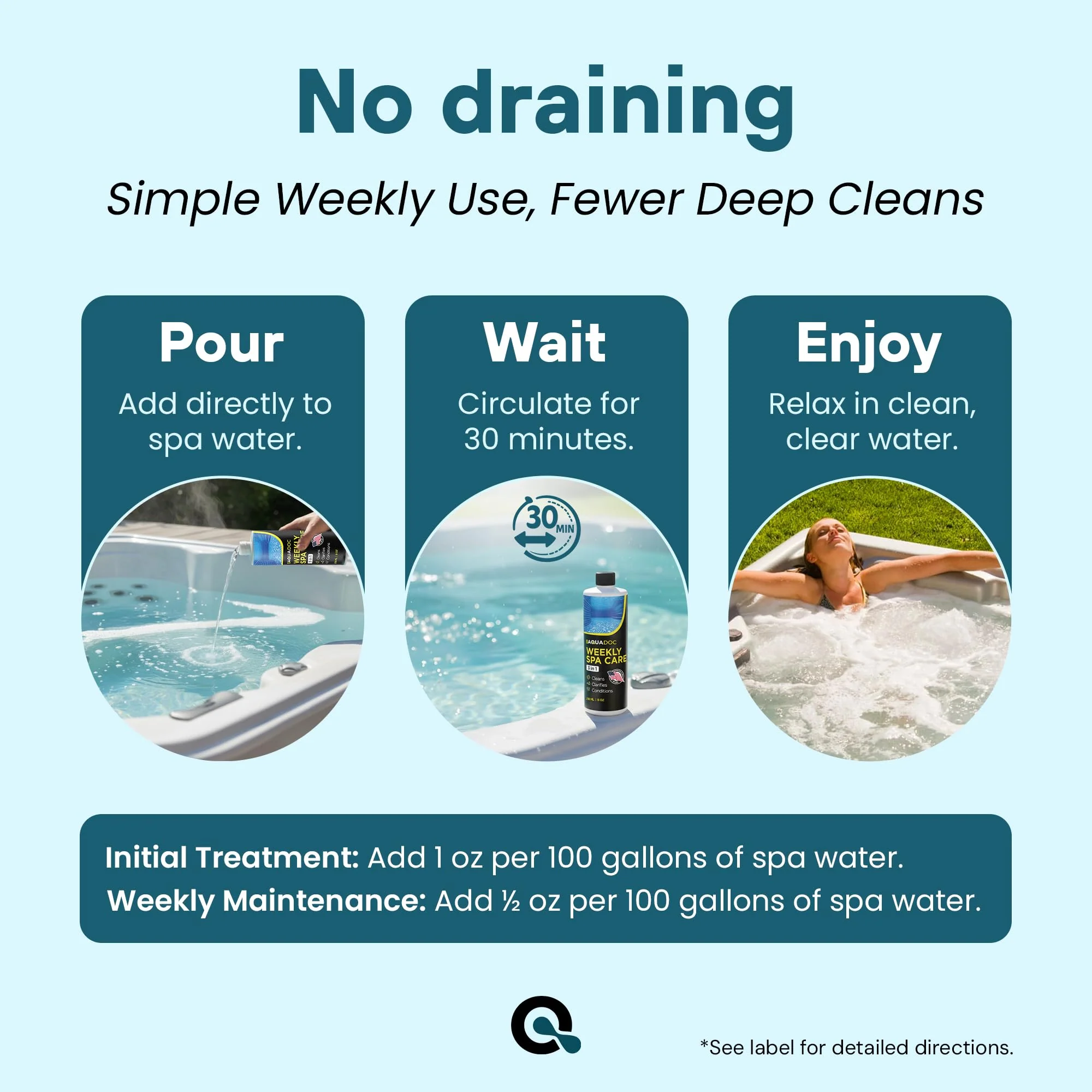 AquaDoc 3 in 1 Hot Tub Weekly Care - Concentrated Spa Water Conditioning Treatment to Help Reduce Residue, Improve Water Appearance, Enhance Comfort - Hot Tub Chemicals Made in USA - 8 oz - Image 5