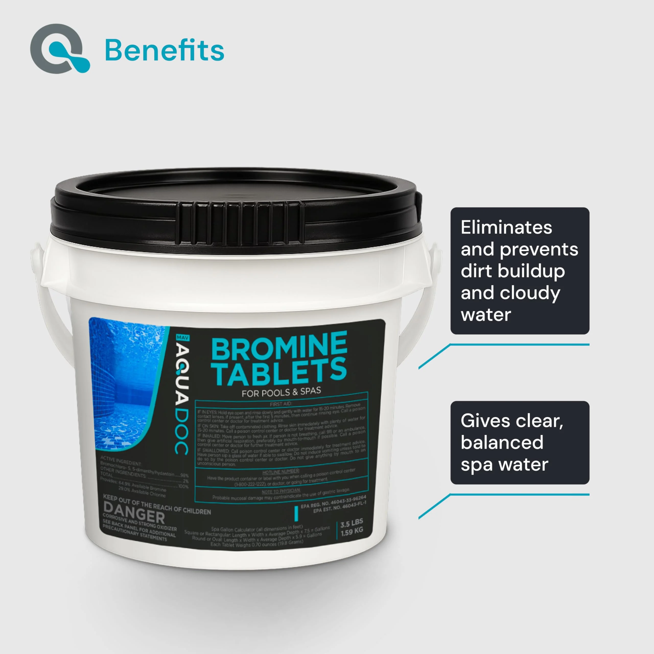 AquaDoc Bromine Tablets for Spa Hot Tub - 3.5lbs Sanitizing Bromine for Hot Tubs - 1 Inch Spa Tablets - Image 6