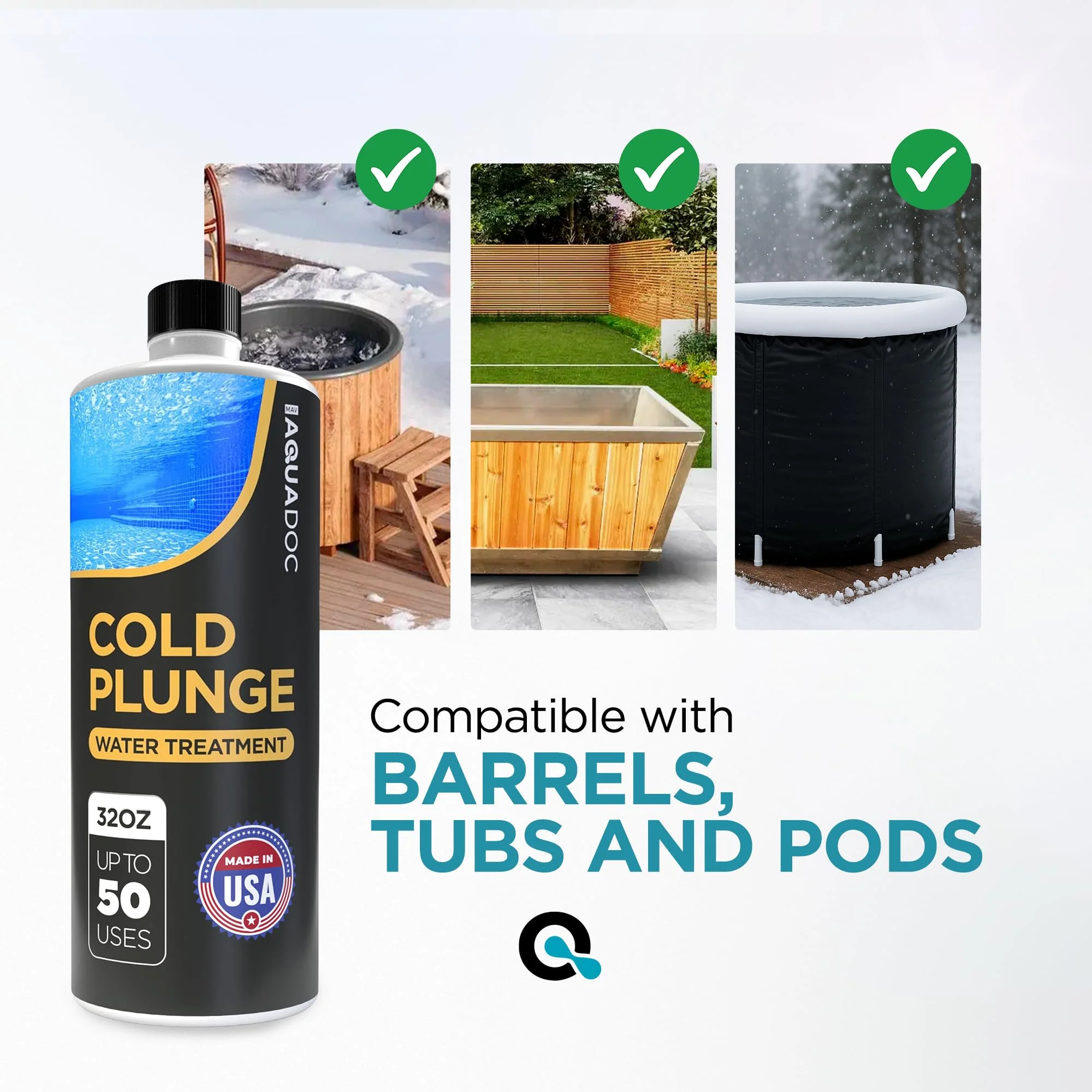 AquaDoc Cold Plunge Water Treatment - Ice Bath Cleaner and Water Stabilizer - Cold Plunge Weekly Treatment for Fresh Water - Made in USA - 32oz - Image 6