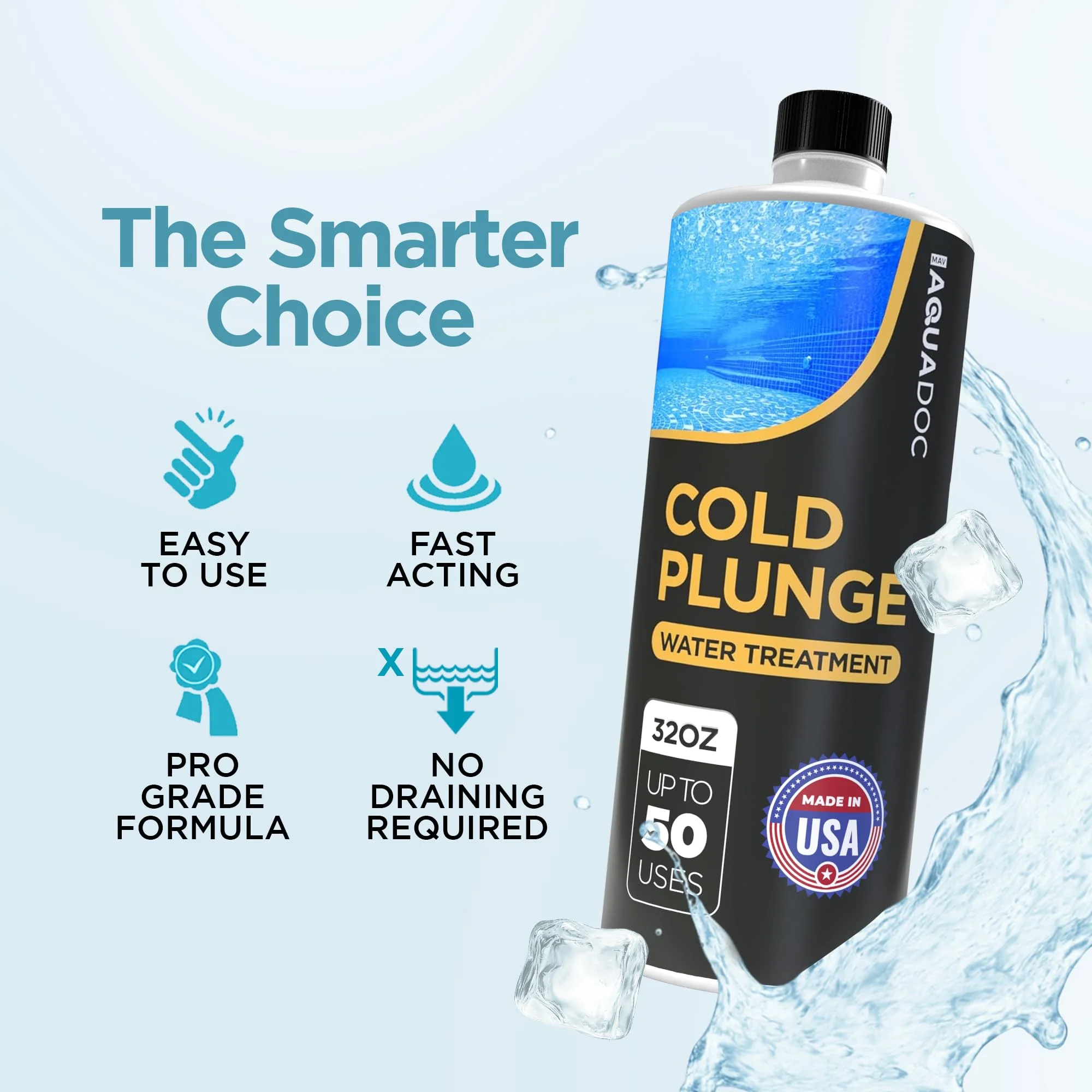 AquaDoc Cold Plunge Water Treatment - Ice Bath Cleaner and Water Stabilizer - Cold Plunge Weekly Treatment for Fresh Water - Made in USA - 32oz - Image 7