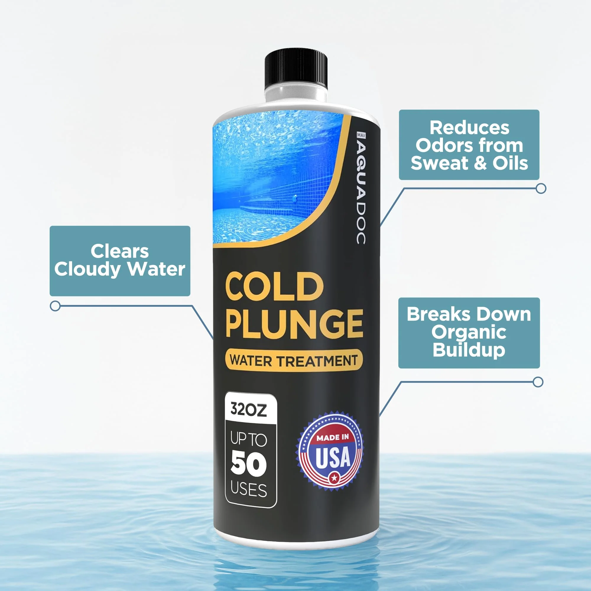AquaDoc Cold Plunge Water Treatment - Ice Bath Cleaner and Water Stabilizer - Cold Plunge Weekly Treatment for Fresh Water - Made in USA - 32oz - Image 8