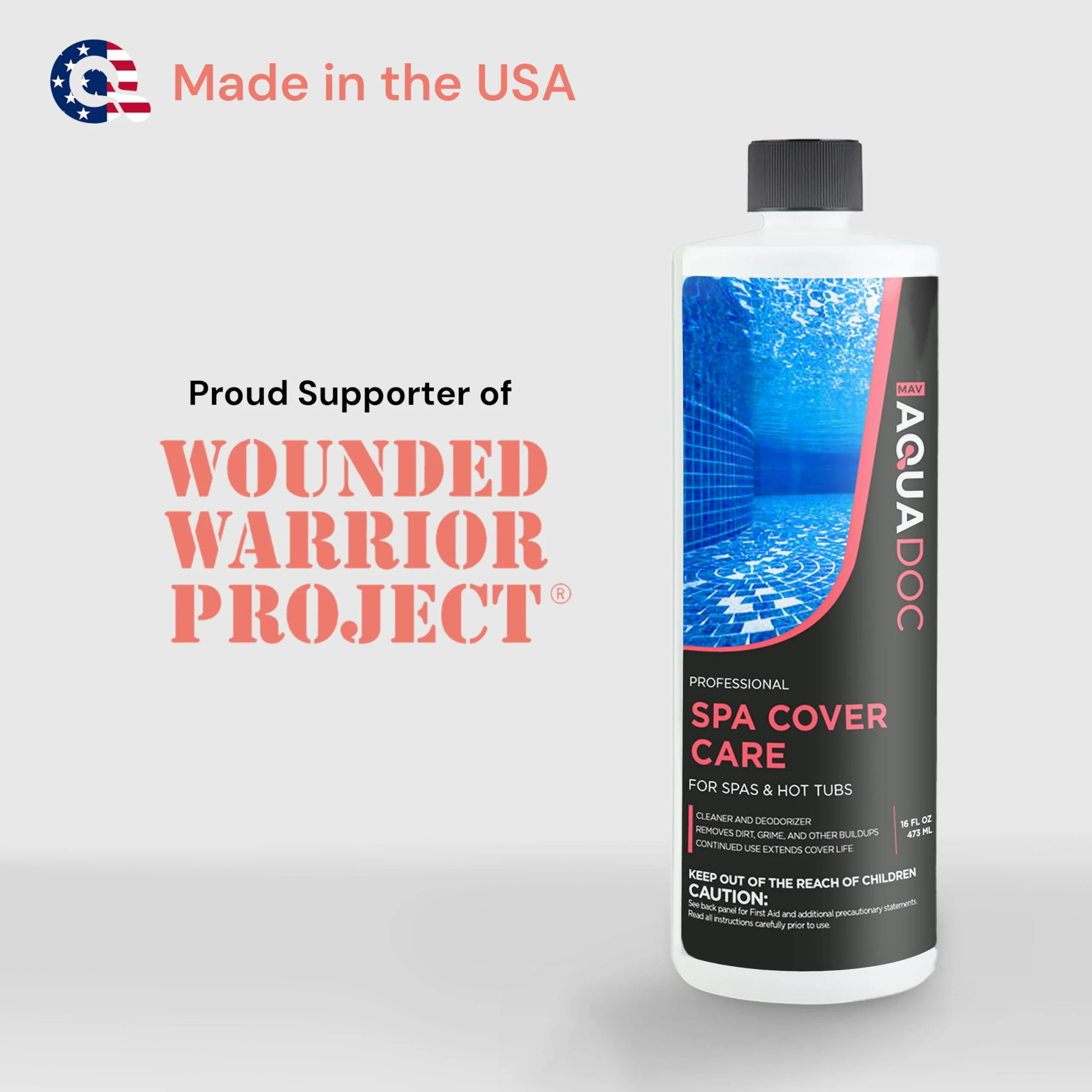 AquaDoc Hot Tub Cover Protector - Spa Cover Cleaner and Protectant for Dirt, Grime & Odors - Hot Tub Care Solution - Made in USA - 16oz - Image 2