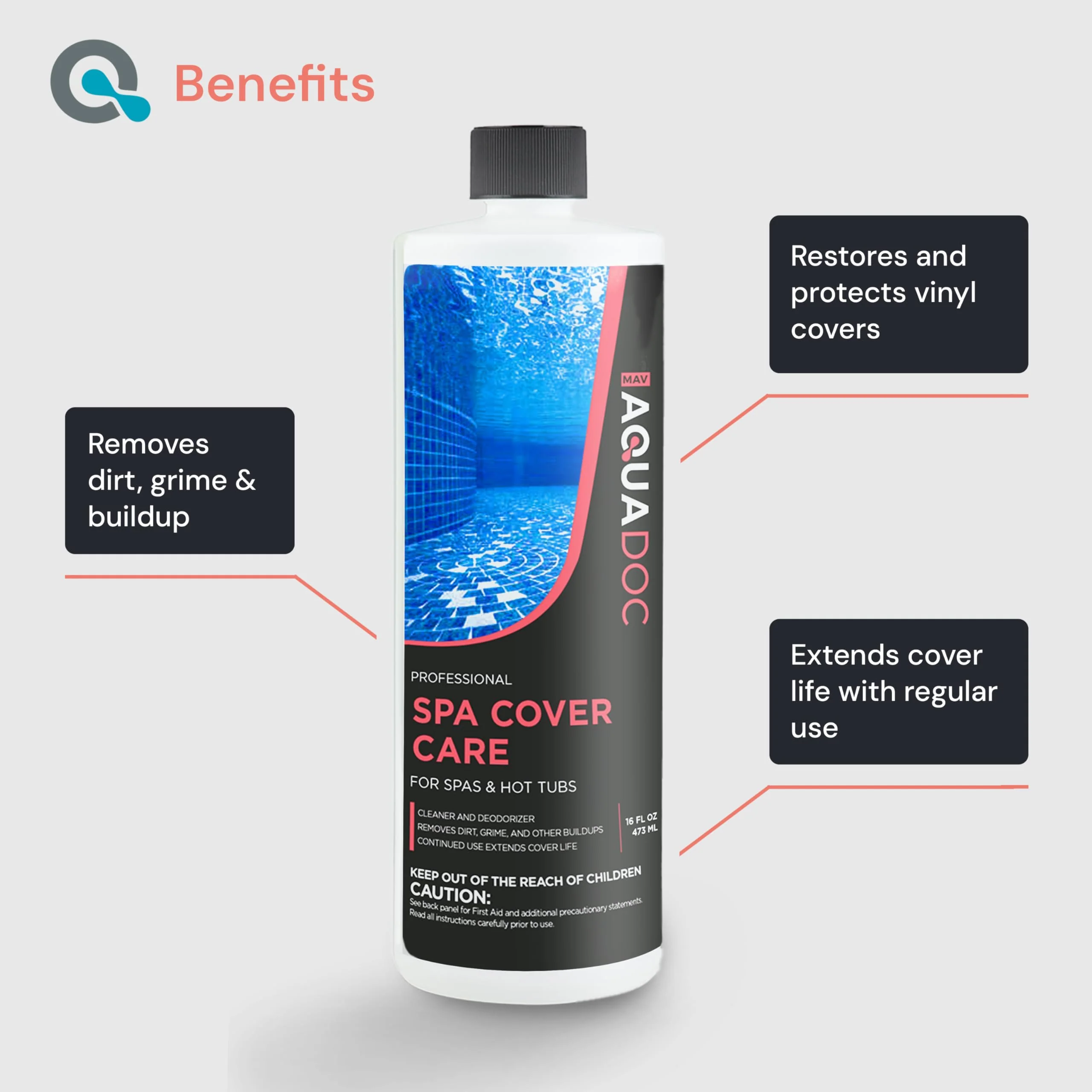 AquaDoc Hot Tub Cover Protector - Spa Cover Cleaner and Protectant for Dirt, Grime & Odors - Hot Tub Care Solution - Made in USA - 16oz - Image 6