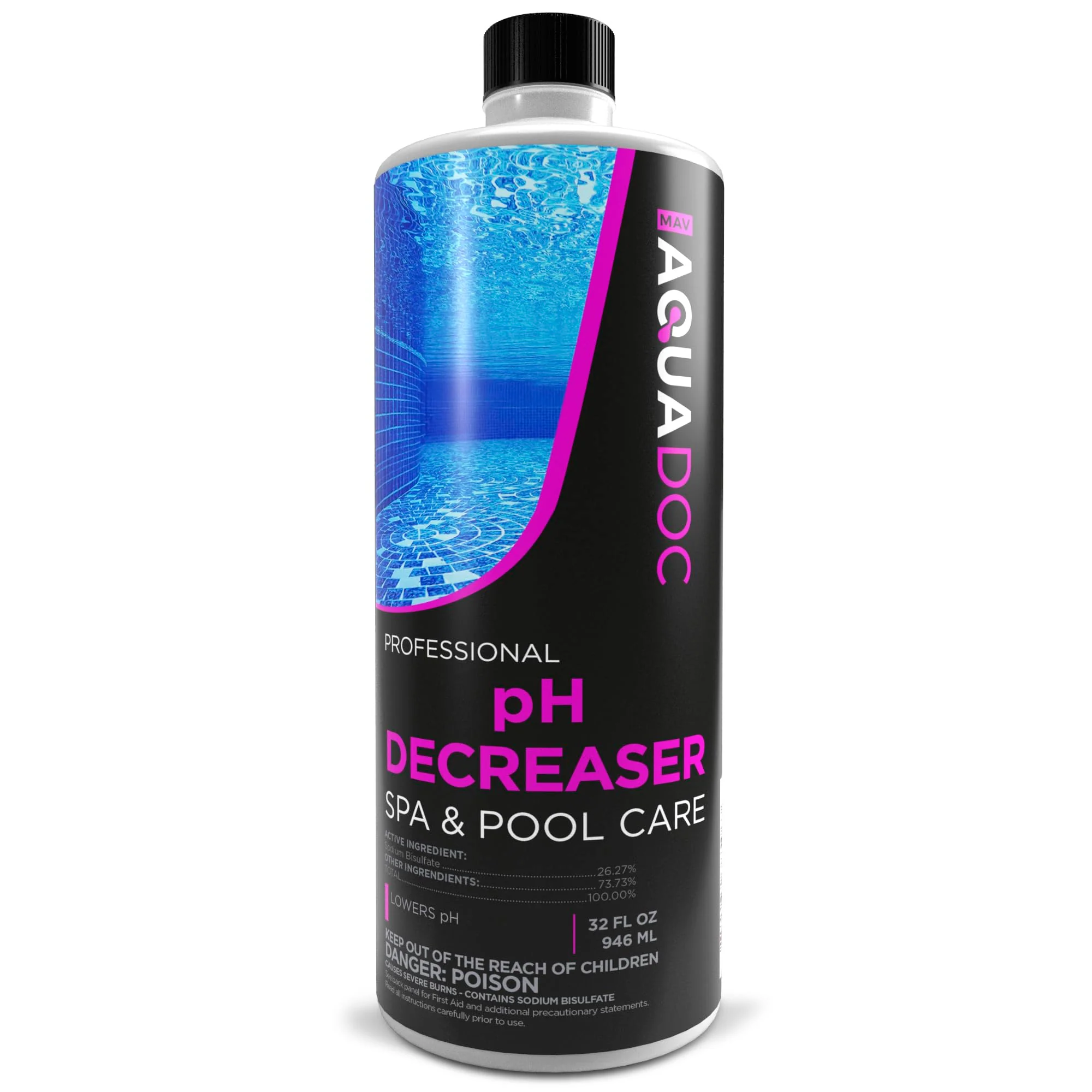AquaDoc Hot Tub pH Decreaser - 32oz - Spa pH Down for Water Balance - Hot Tub Chemicals Made in USA