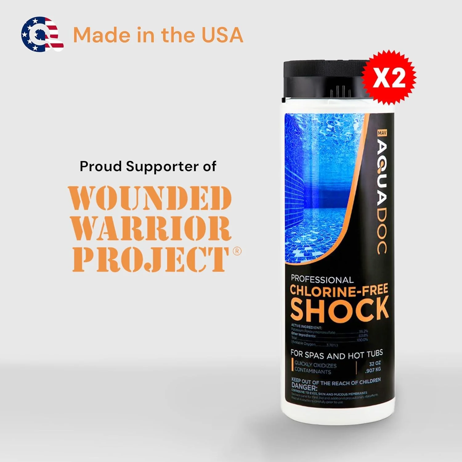 AquaDoc Non Chlorine Hot Tub Shock - 32oz (2 Pack) - Enhanced Spa Shock to Assist Bromine and Chlorine - Spa Oxidizer Made in USA - Image 4