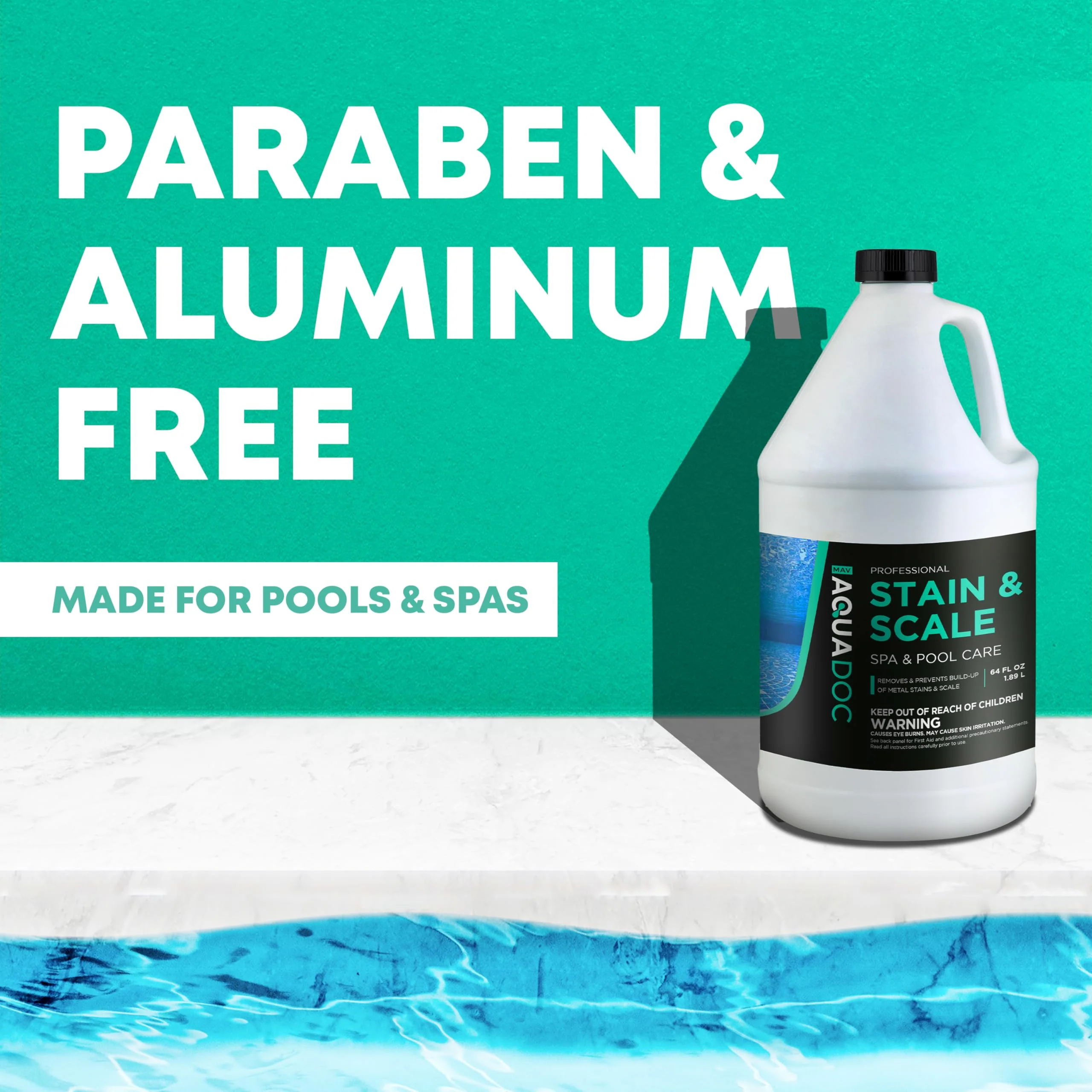 AquaDoc Pool & Spa Stain and Scale Control for Hot Tubs - 64oz - Pool Stain Remover That Helps Prevent & Remove Calcium, Iron, Copper & Rust Buildup - Made in USA - Image 3
