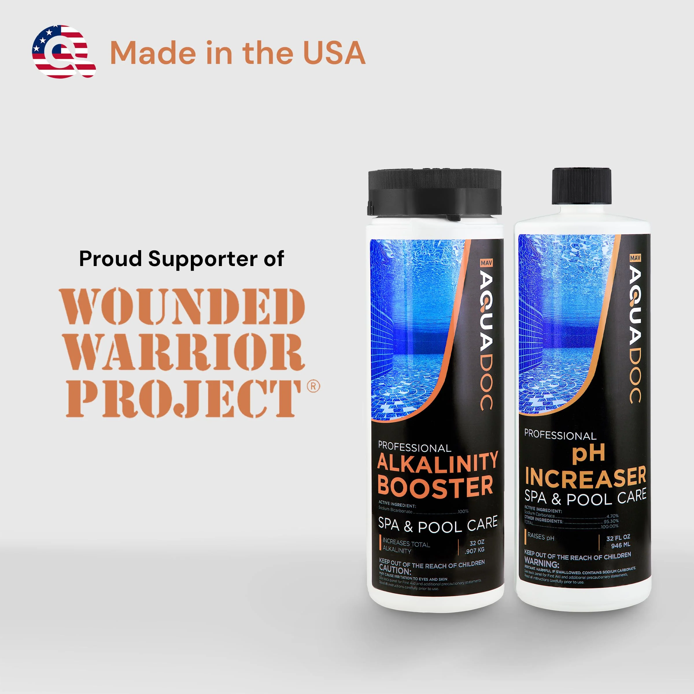 AquaDoc Spa Alkalinity Increaser and pH Increaser for Hot Tub Bundle - Includes 32oz pH Up and 32oz Alkalinity Up for Hot Tub - Spa Chemicals to Help Balance Water - Made in USA - Image 2