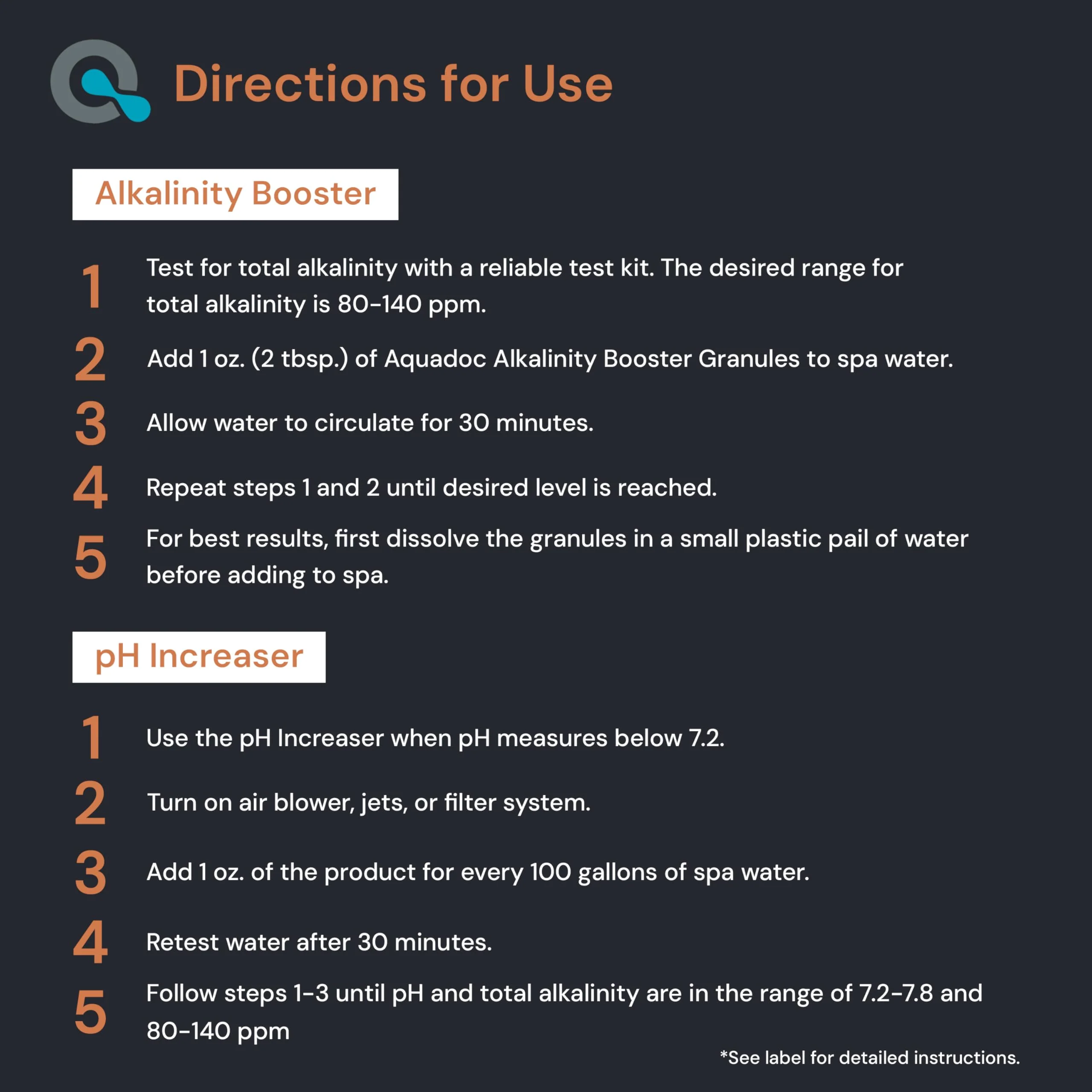 AquaDoc Spa Alkalinity Increaser and pH Increaser for Hot Tub Bundle - Includes 32oz pH Up and 32oz Alkalinity Up for Hot Tub - Spa Chemicals to Help Balance Water - Made in USA - Image 5