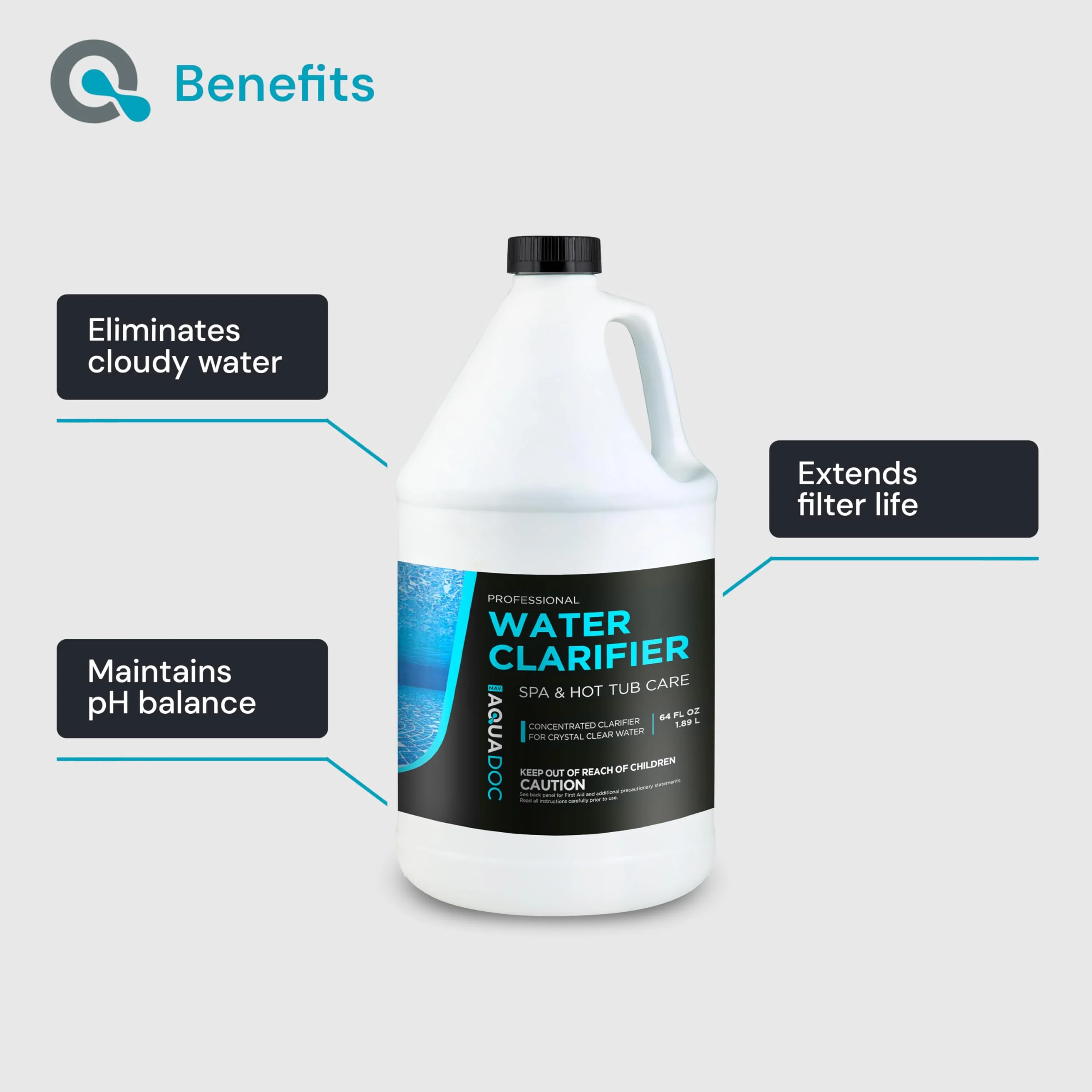 AquaDoc Spa Clarifier & Hot Tub Clarifier for Fast Acting Cloudy Water Treatment - 64oz - to Keep Your Spa Clear & Balanced - Made in USA - Image 6