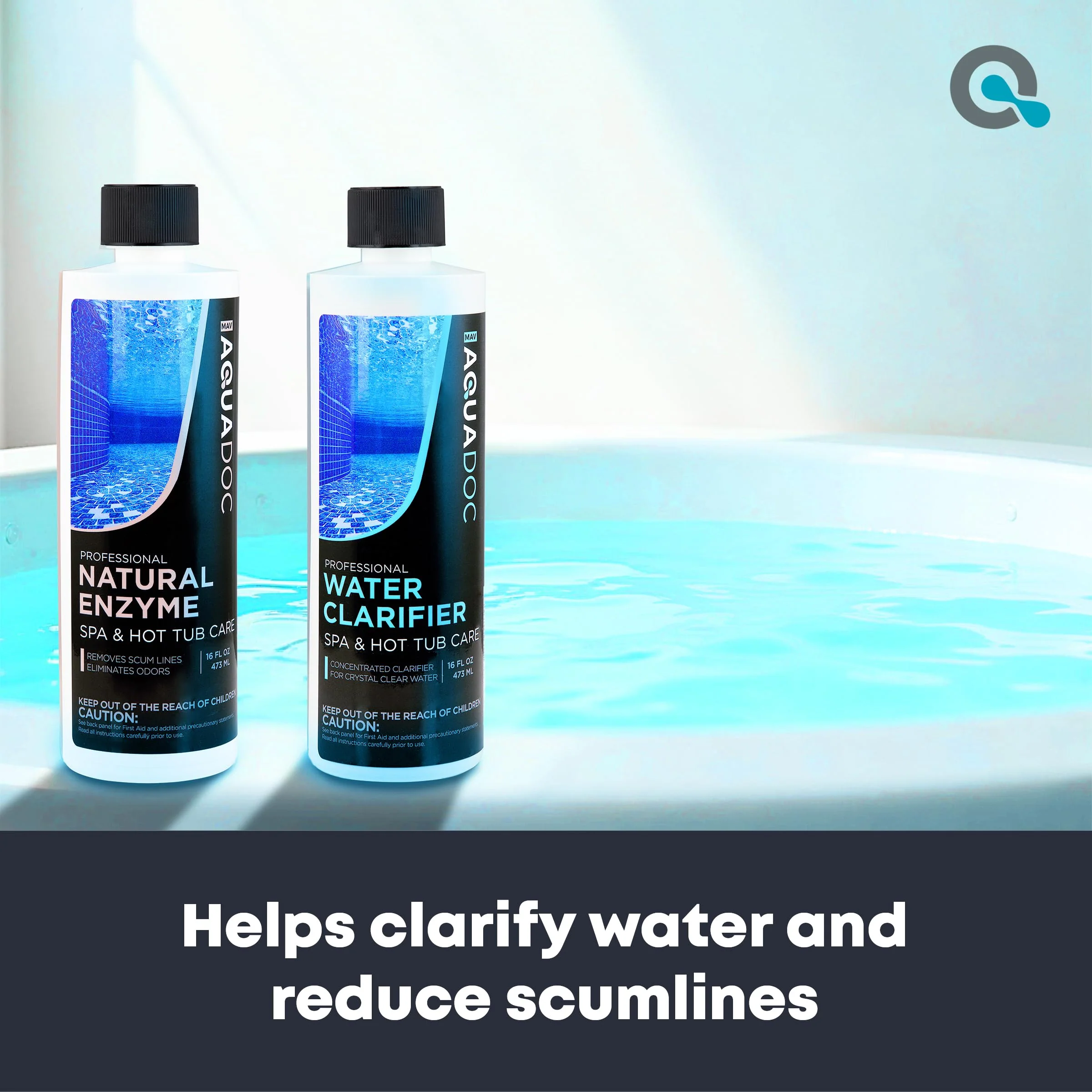 AquaDoc Spa Enzyme and Spa Clarifier Bundle - Includes 16oz Enzyme Cleaner and 16oz Hot Tub Water Clarifier - Hot Tub Chemicals Made in USA - Image 8