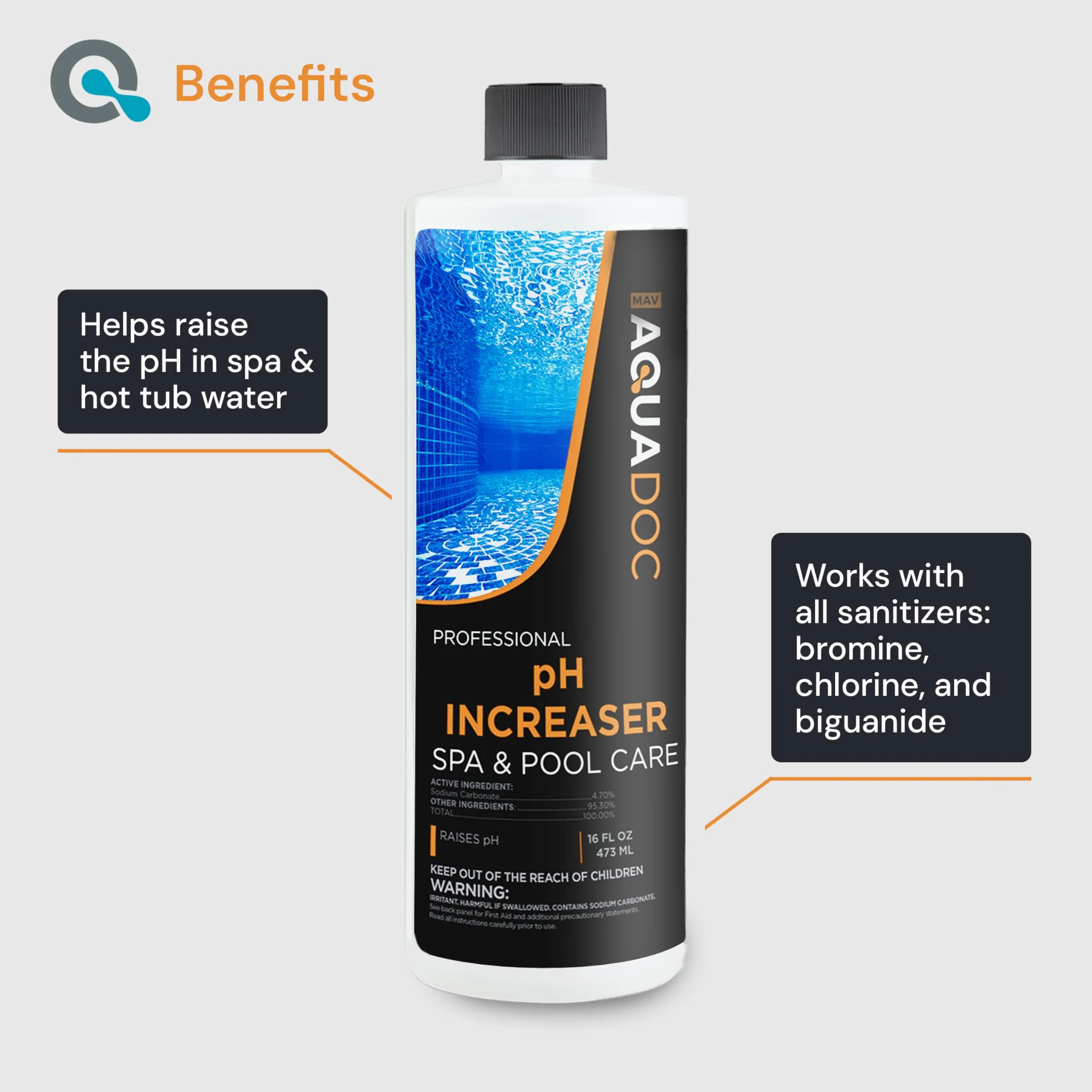 AquaDoc Spa pH Increaser for Hot Tub - 16oz - Spa pH Up for Water Balance - Hot Tub Chemicals Made in USA - Image 7