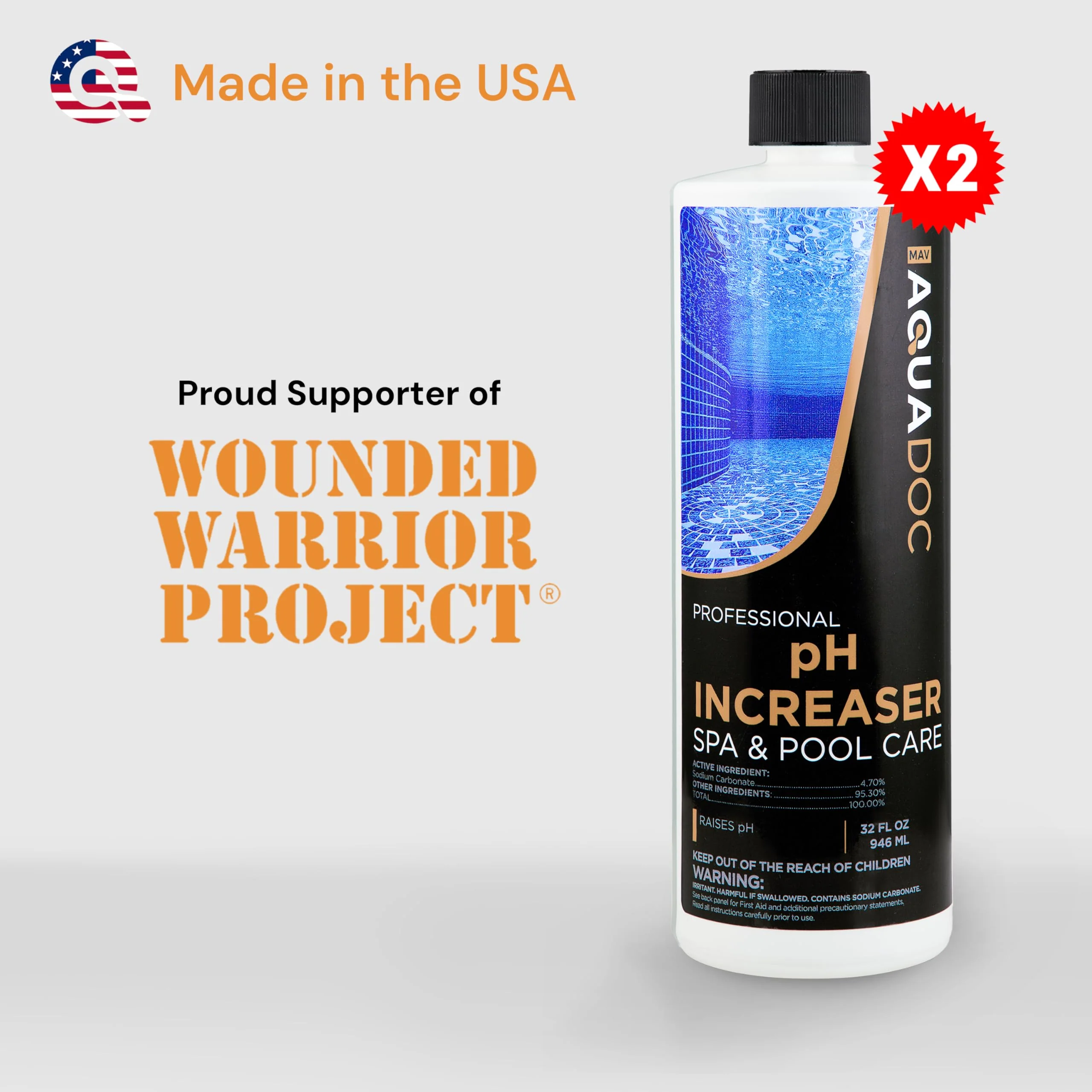AquaDoc Spa pH Increaser for Hot Tub - 32oz (2 Pack) - Sodium Carbonate Spa pH Up for Water Balance - Made in USA - Image 2