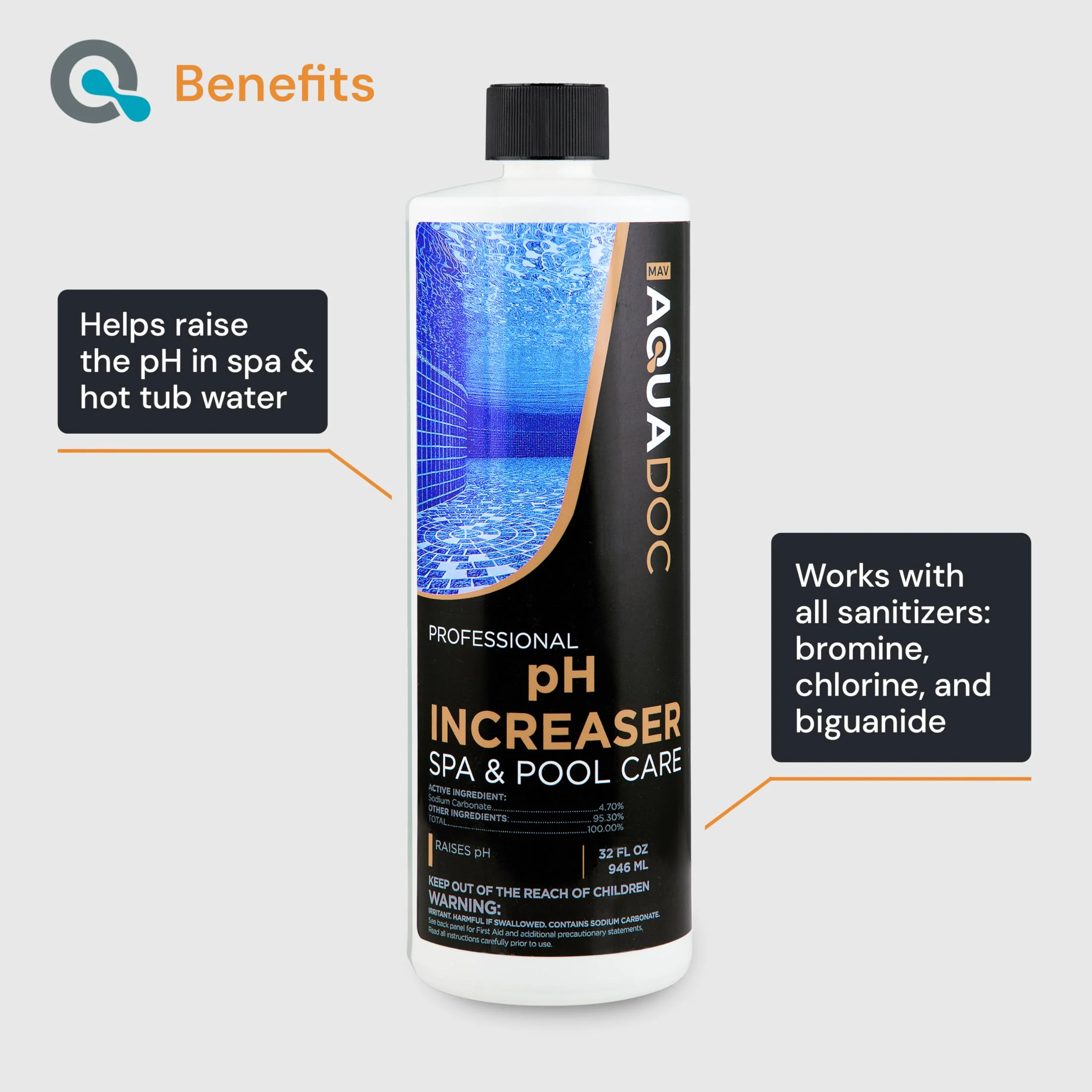 AquaDoc Spa pH Increaser for Hot Tub - 32oz - Spa pH Up for Water Balance - Hot Tub Chemicals Made in USA - Image 8
