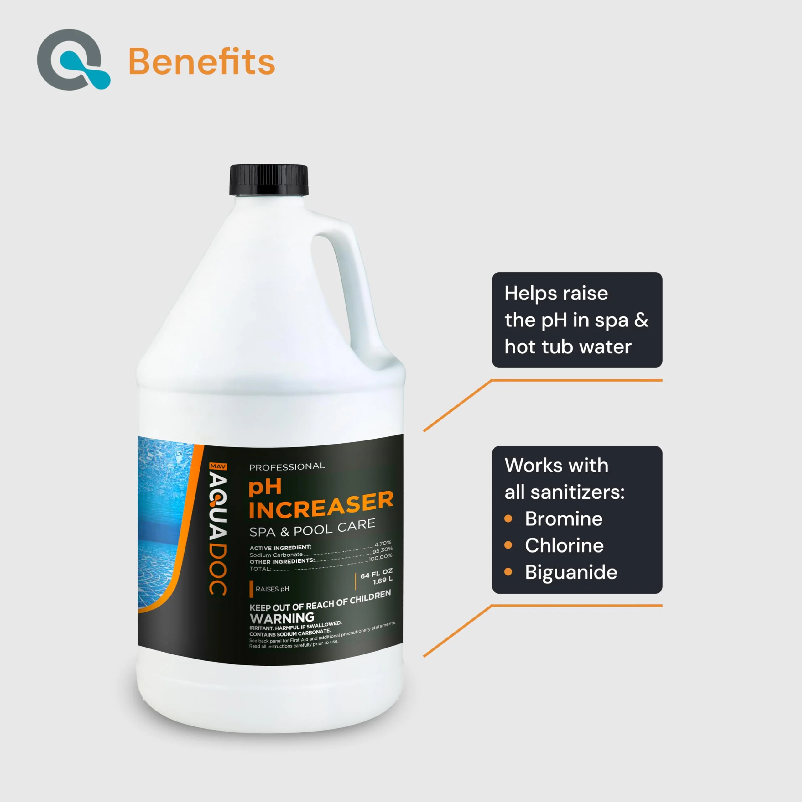AquaDoc Spa pH Increaser for Hot Tub - 64oz - Spa pH Up for Water Balance - Hot Tub Chemicals Made in USA - Image 6