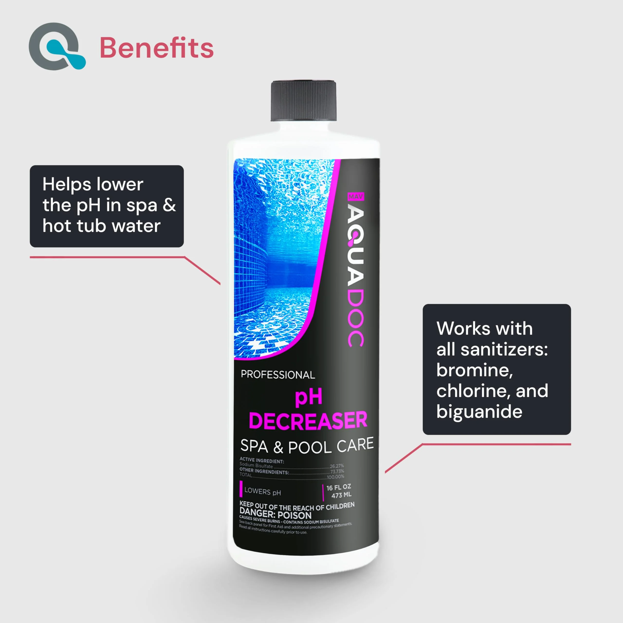 AquaDoc Spa pH Up & Down – pH Balancer for Indoor & Outdoor Spas – Easy Water Maintenance to Raise or Lower pH Levels and Keep Spa Water Clean, Clear & Comfortable - Image 6
