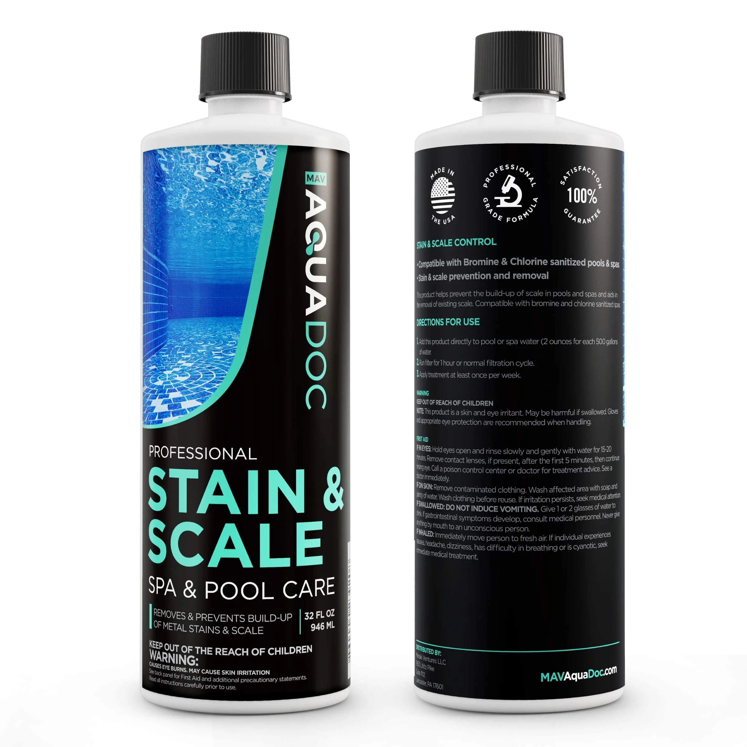AquaDoc Spa Stain and Scale Control for Hot Tubs - 32oz - Hot Tub Descaler That Helps Prevent & Remove Metal Stains and Scale - Made in USA - Image 2