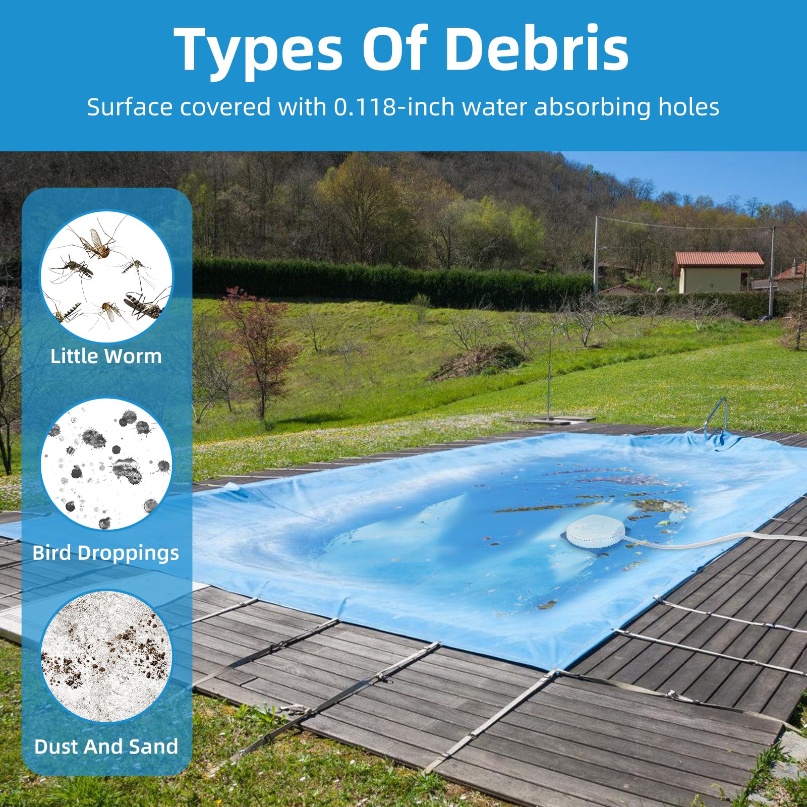 AQUAFLY Pool Cover Pump Siphon, Automatic Above Ground Pool Water Pump, White, Round, Plastic, Siphon Mechanism, Effortless Pool Drainage - Image 4
