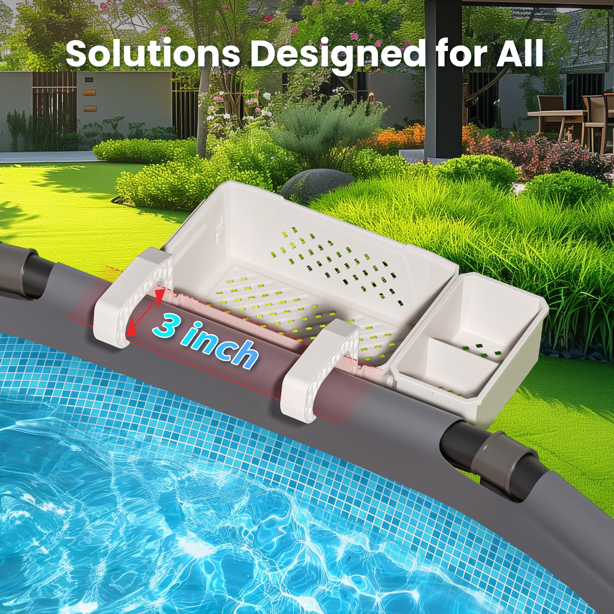 AquaJoyer 2 Sets of Poolside Storage Baskets with Cup Holders - Perfect for 3-Inch or Smaller Top Rails - Above Ground Pool Accessories - Fit for Most Above Ground Pool（Grey） - Image 6