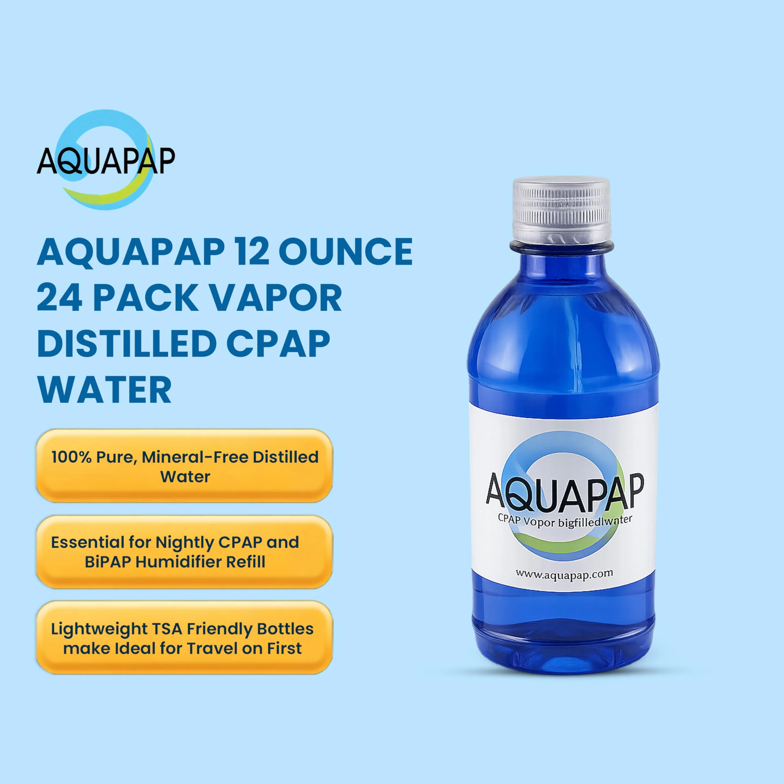 Aquapap Vapor Distilled Water Case of 24 x 12 oz bottles - Image 7