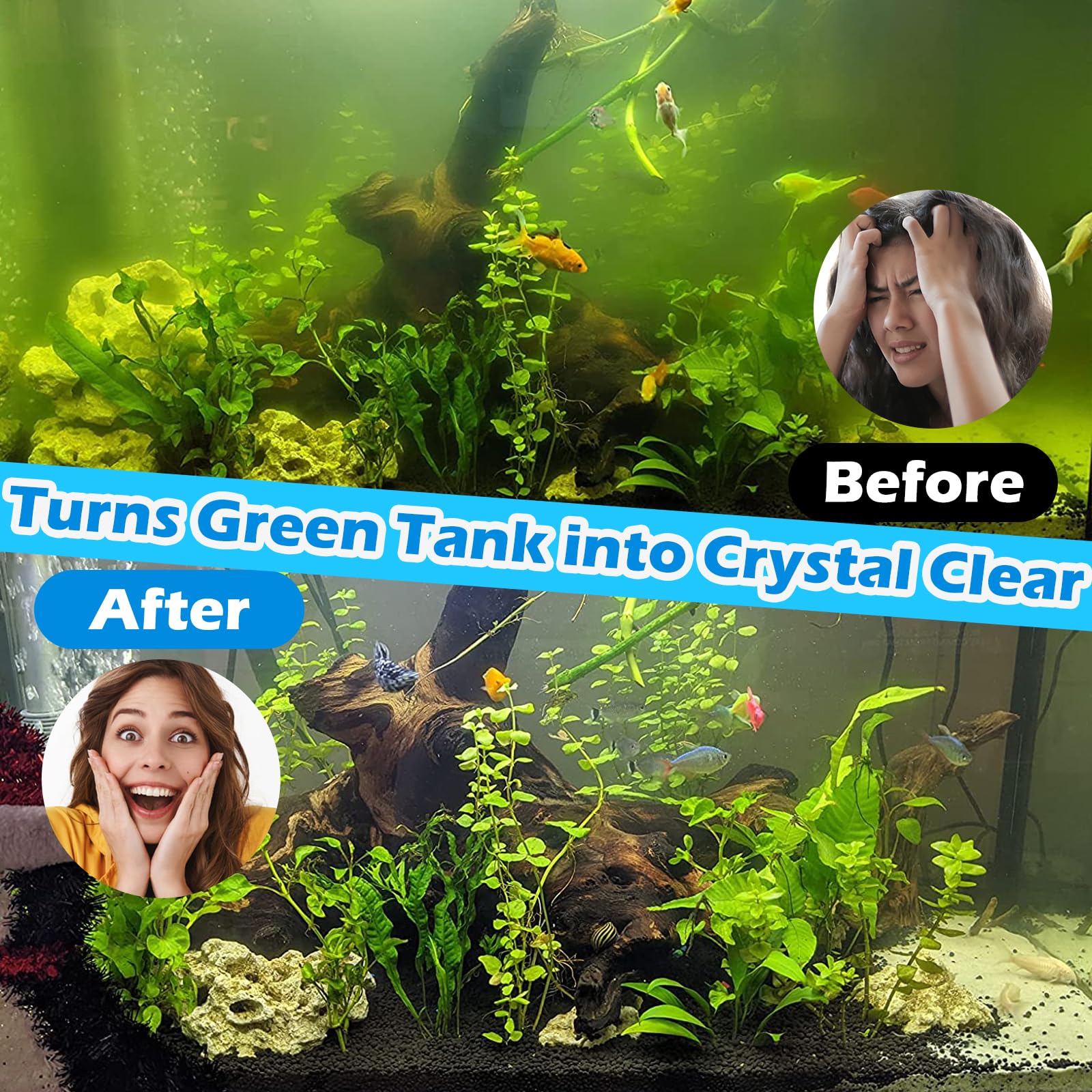 Aquarium Filter for 75-200 Gallon Tank, U-V Fish Tank Green Clean Machine Submersible Powerful Pump Canister Filter 300GPH for Pond Turtle Tank Saltwater Freshwater Crystal Clear Green Killing - Image 3