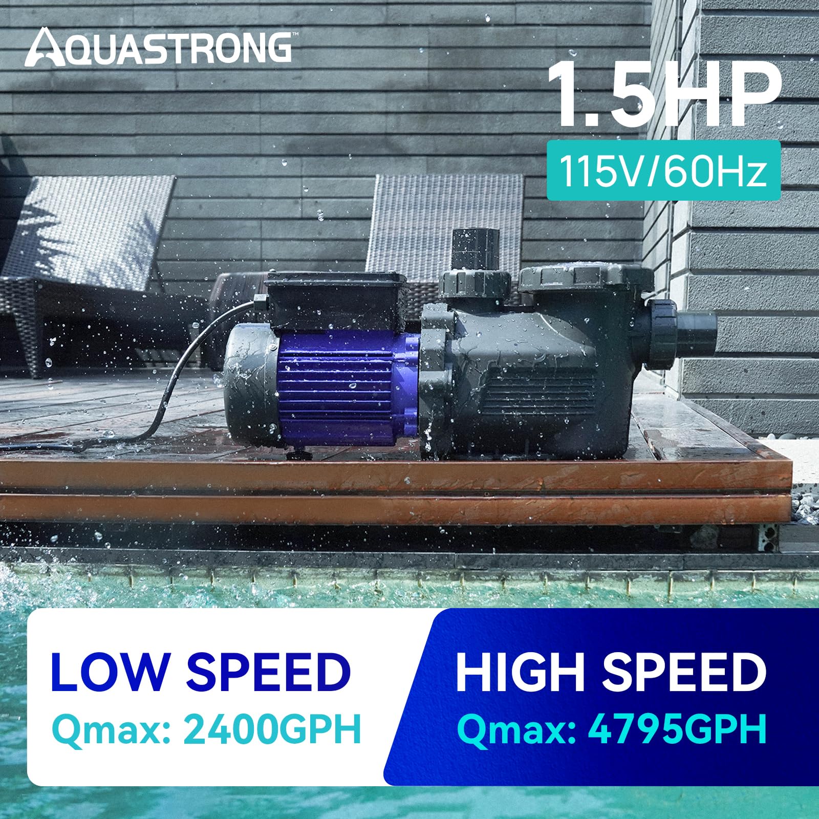 Aquastrong In/Above Ground Pool Pump High Flow Self Primming Swimming Pool Pump,Black - Image 5