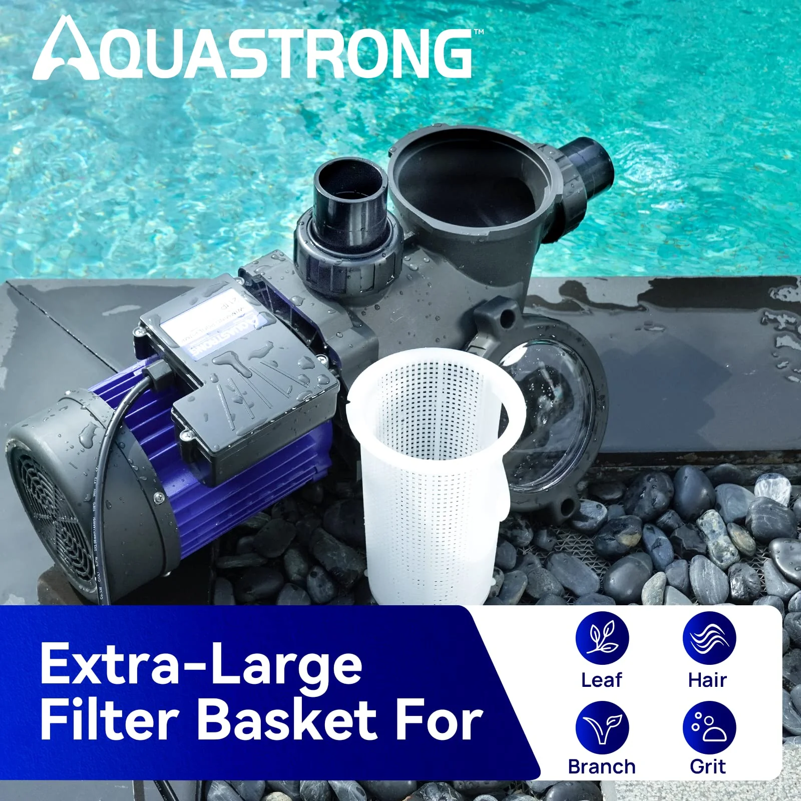 Aquastrong In/Above Ground Pool Pump High Flow Self Primming Swimming Pool Pump,Cobalt Blue - Image 2
