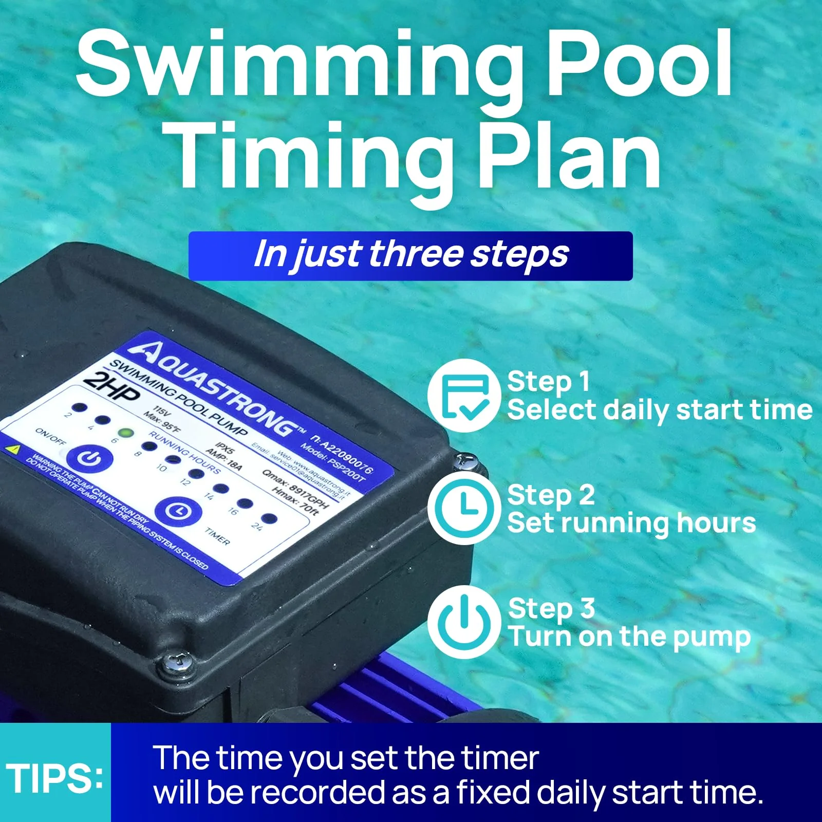 Aquastrong In/Above Ground Pool Pump High Flow Self Primming Swimming Pool Pump,Glossy Black - Image 5