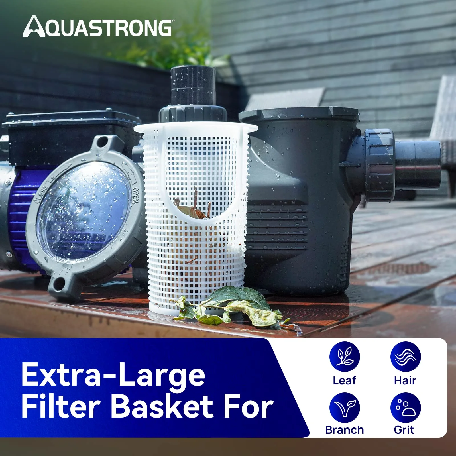 Aquastrong In/Above Ground Pool Pump High Flow Self Primming Swimming Pool Pump,Matta Black - Image 2
