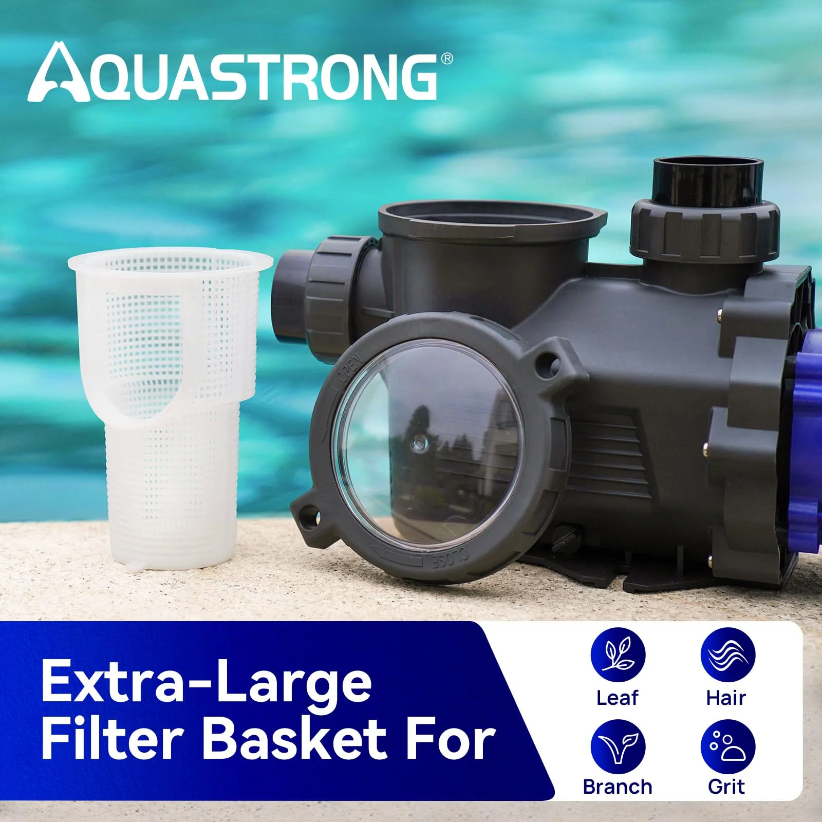 Aquastrong In/Above Ground Pool Pump High Flow Self Primming Swimming Pool Pump,Sapphire Blue - Image 2