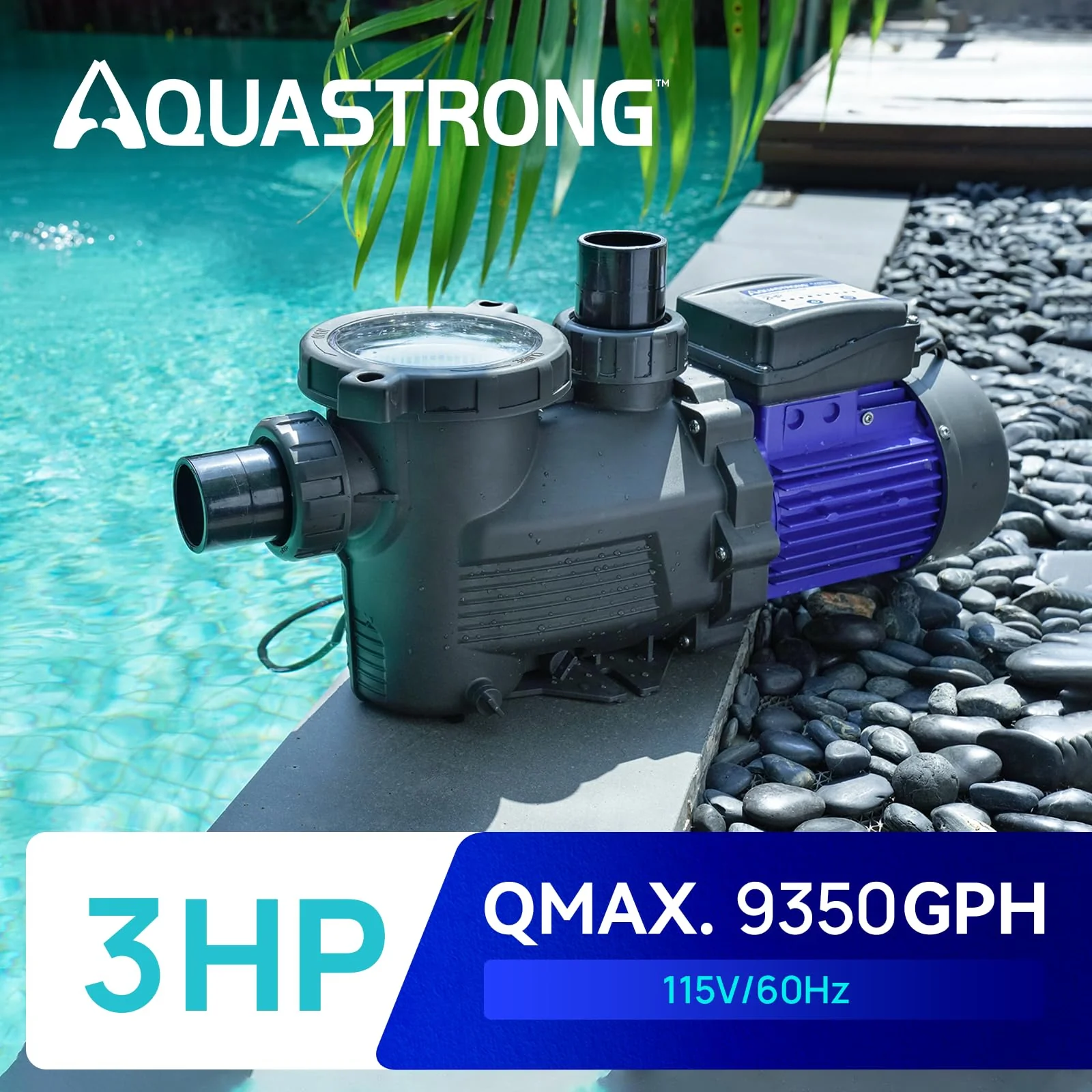 Aquastrong In/Above Ground Pool Pump High Flow Self Primming Swimming Pool Pump,Sapphire Blue - Image 3